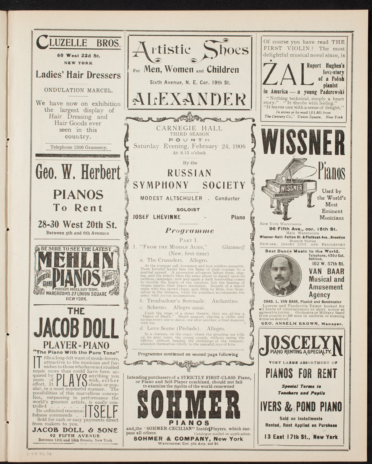 Russian Symphony Society of New York, February 24, 1906, program page 5