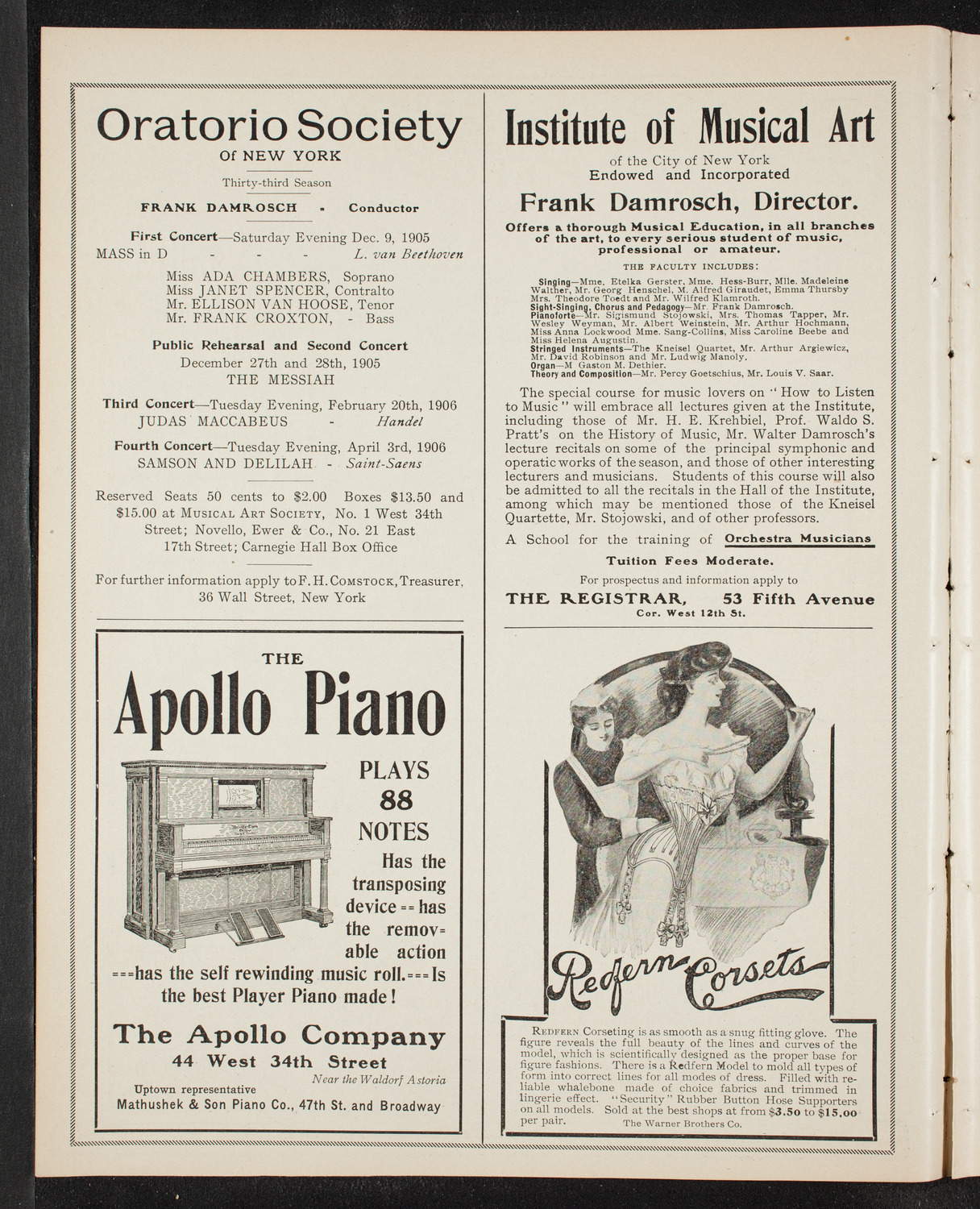 New York Banks' Glee Club, December 5, 1905, program page 2
