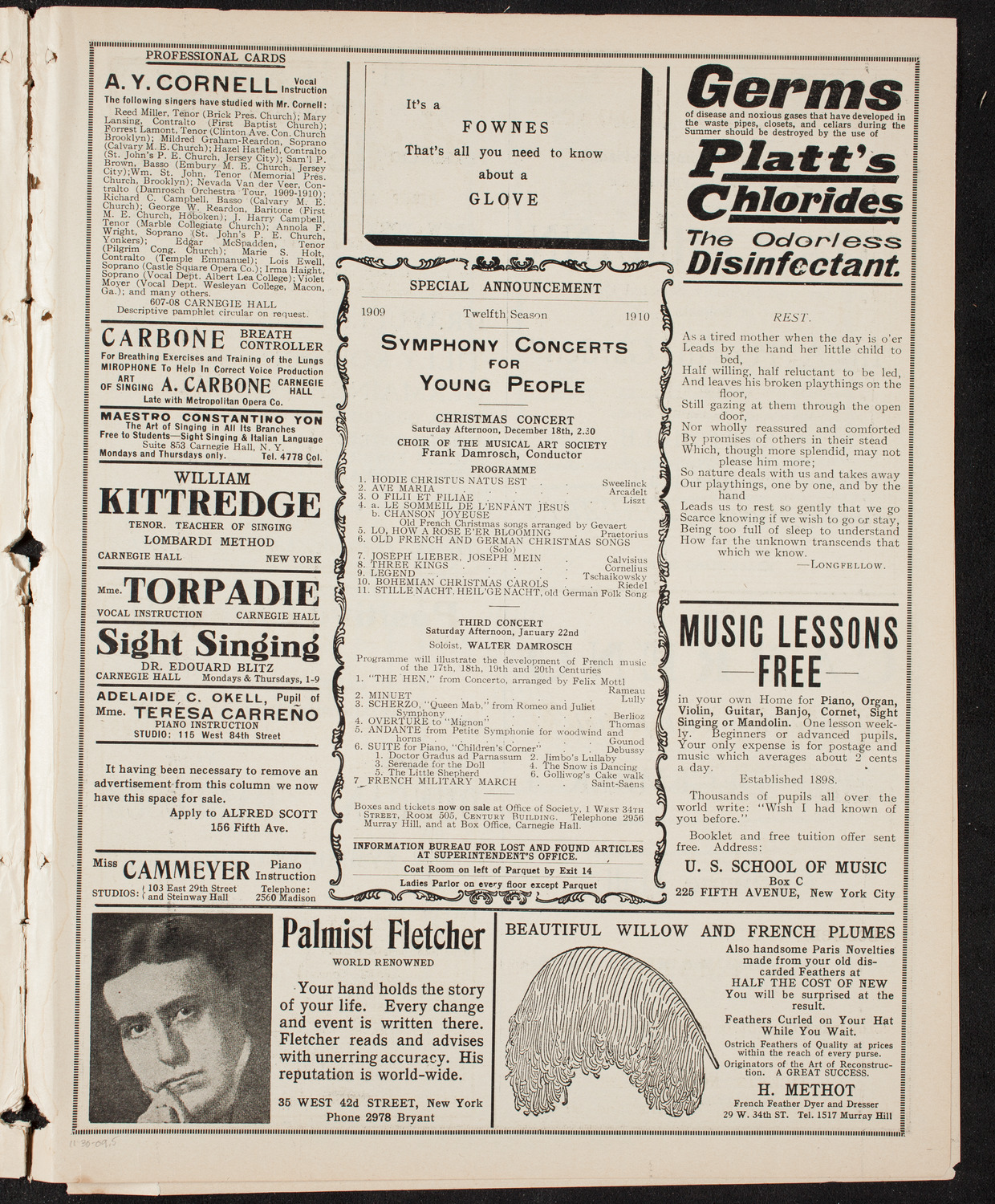 New York Symphony Orchestra, November 30, 1909, program page 9