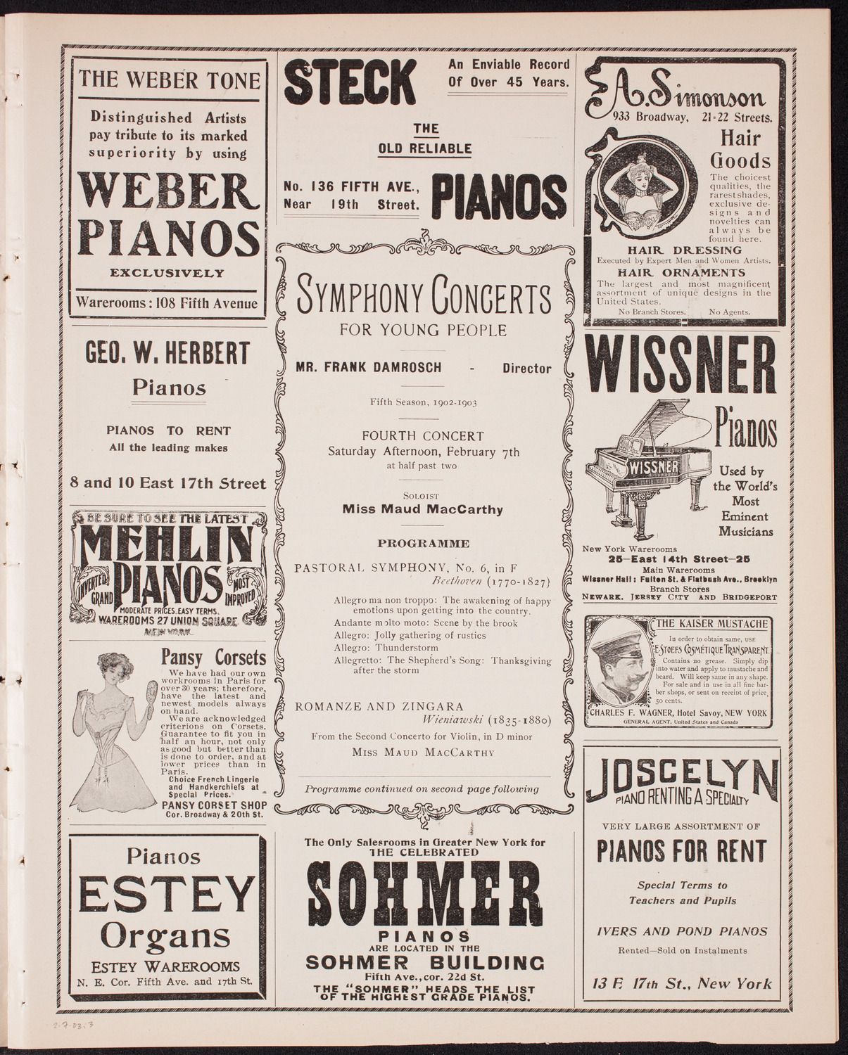 Symphony Concert for Young People, February 7, 1903, program page 5