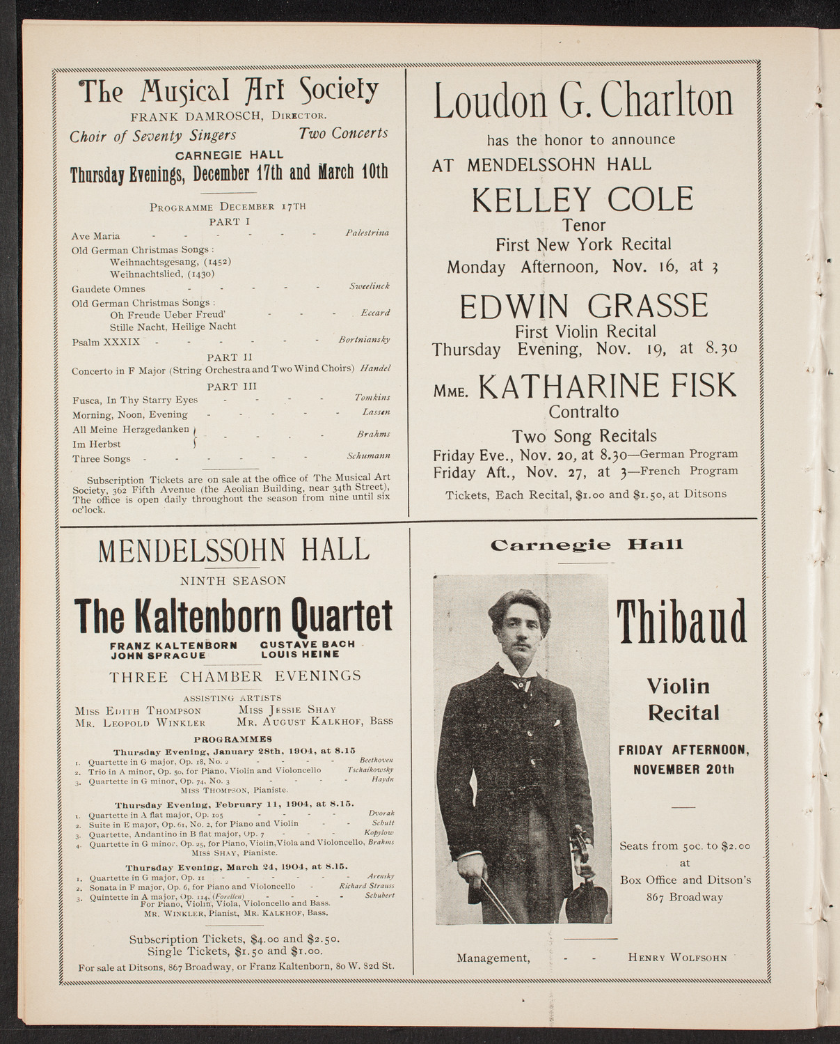 New York Philharmonic, November 13, 1903, program page 8