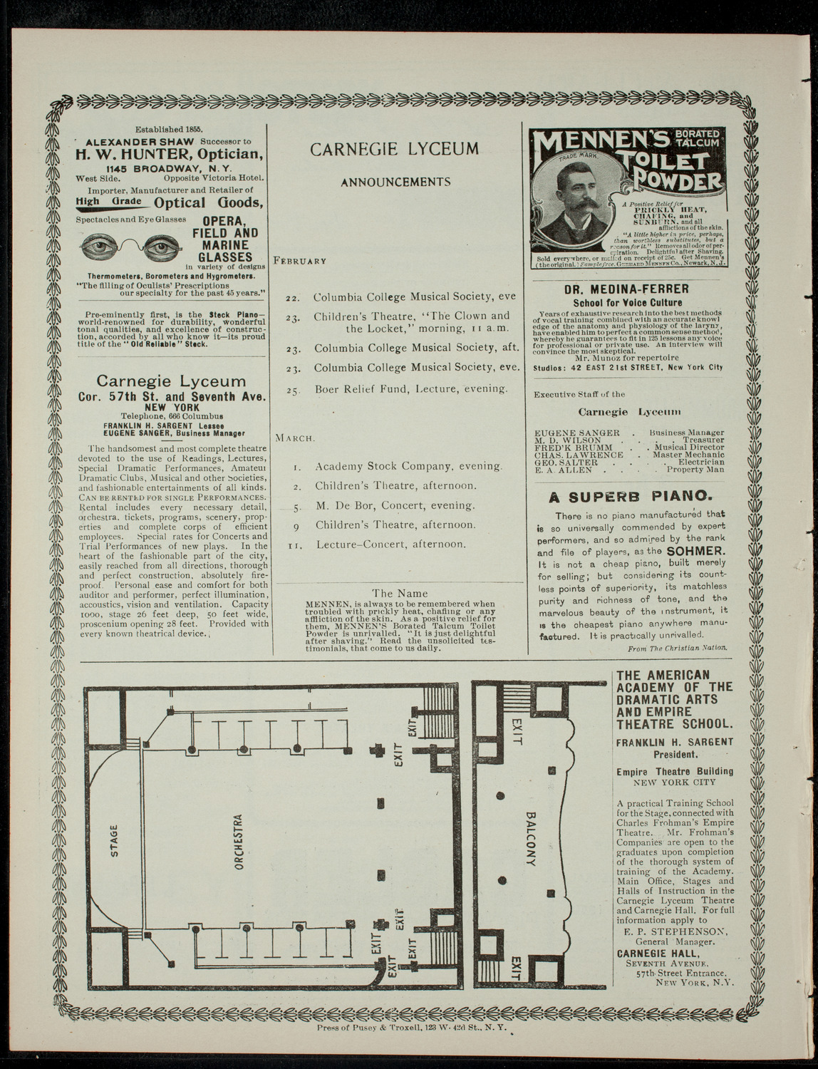 The Columbia University Musical Society, February 22, 1901, program page 4