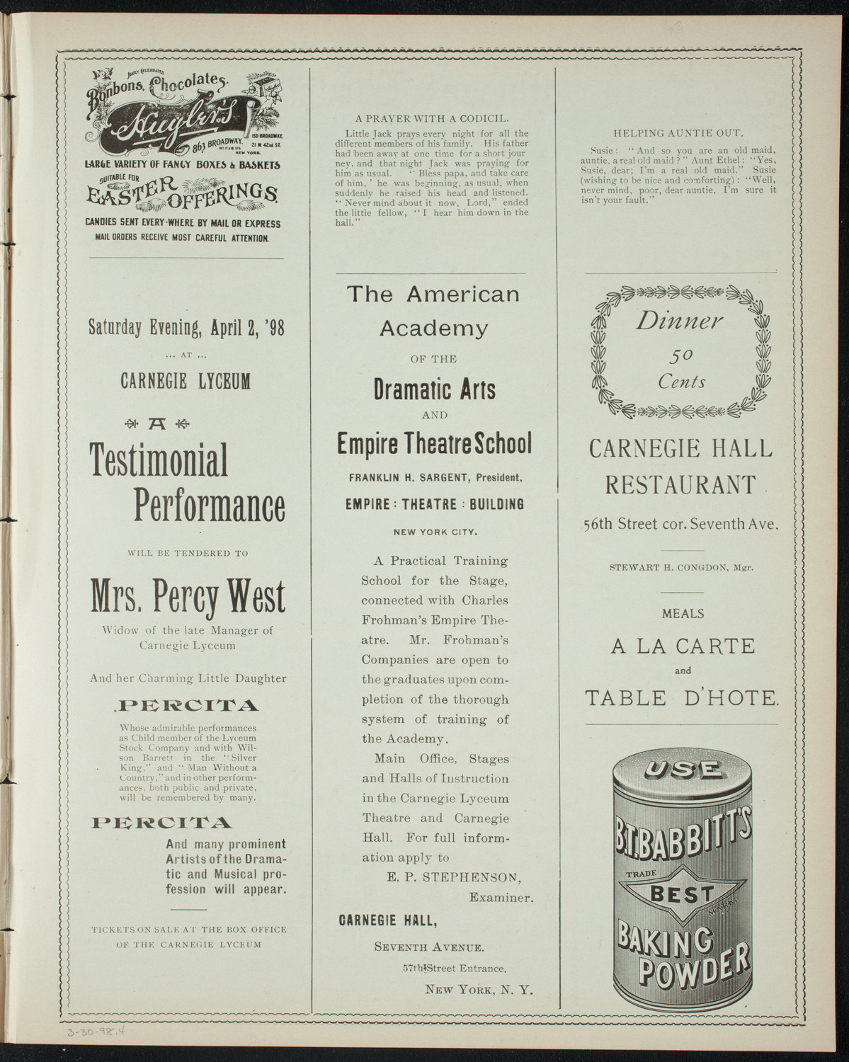 Powers-Mannes Lenten Musicale/ Wednesday Morning Musicale, March 30, 1898, program page 7