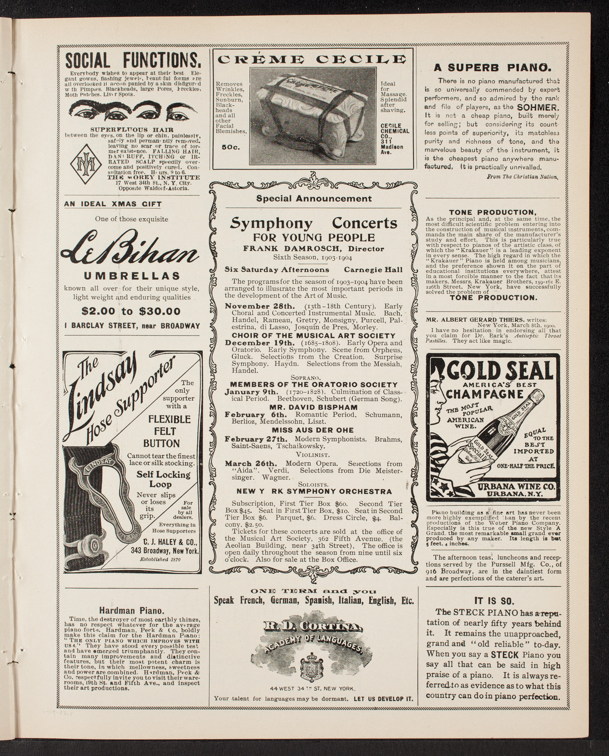 Oratorio Society of New York, November 19, 1903, program page 9