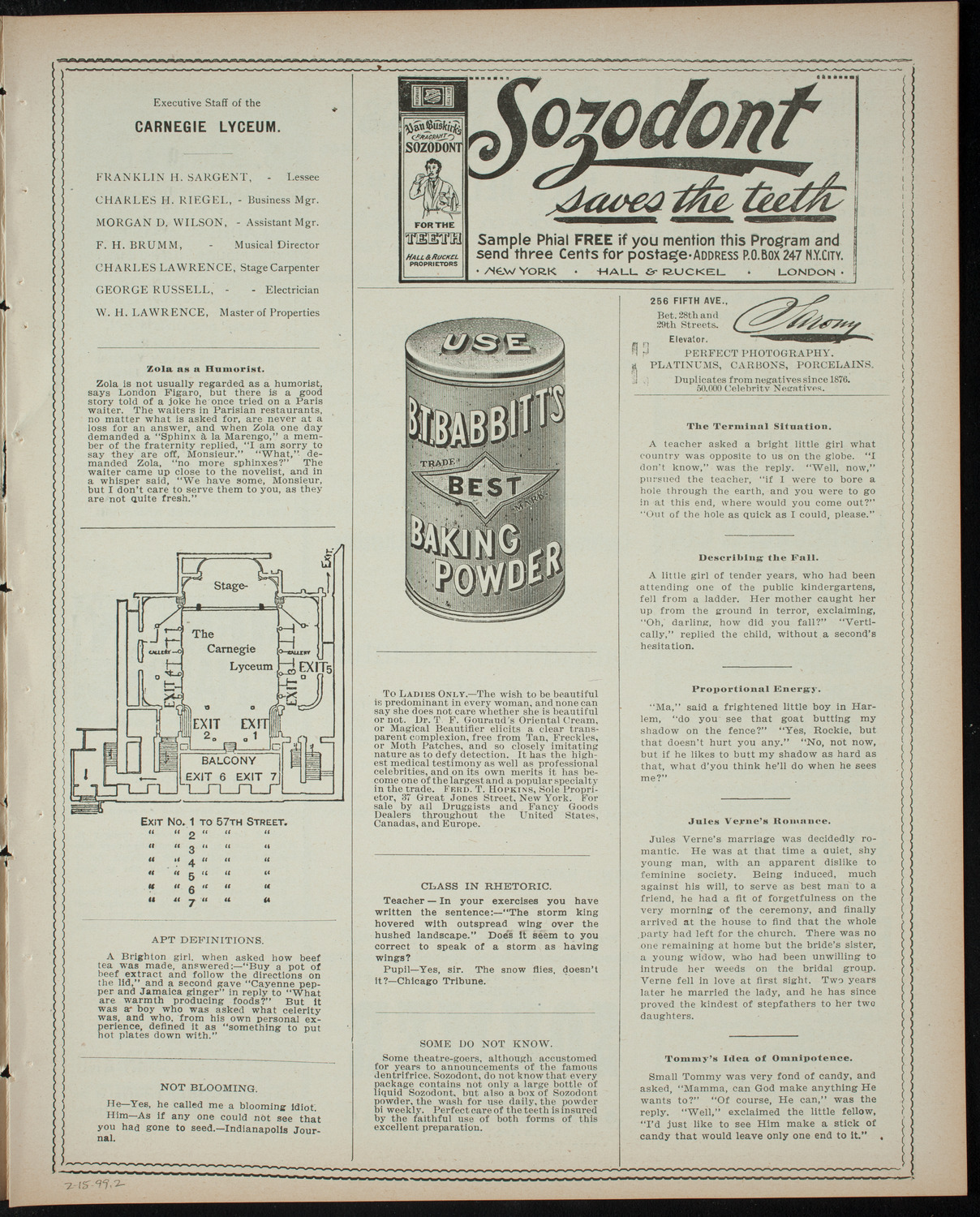 Comparative Literature Society Saturday Morning Conference, February 15, 1899, program page 3