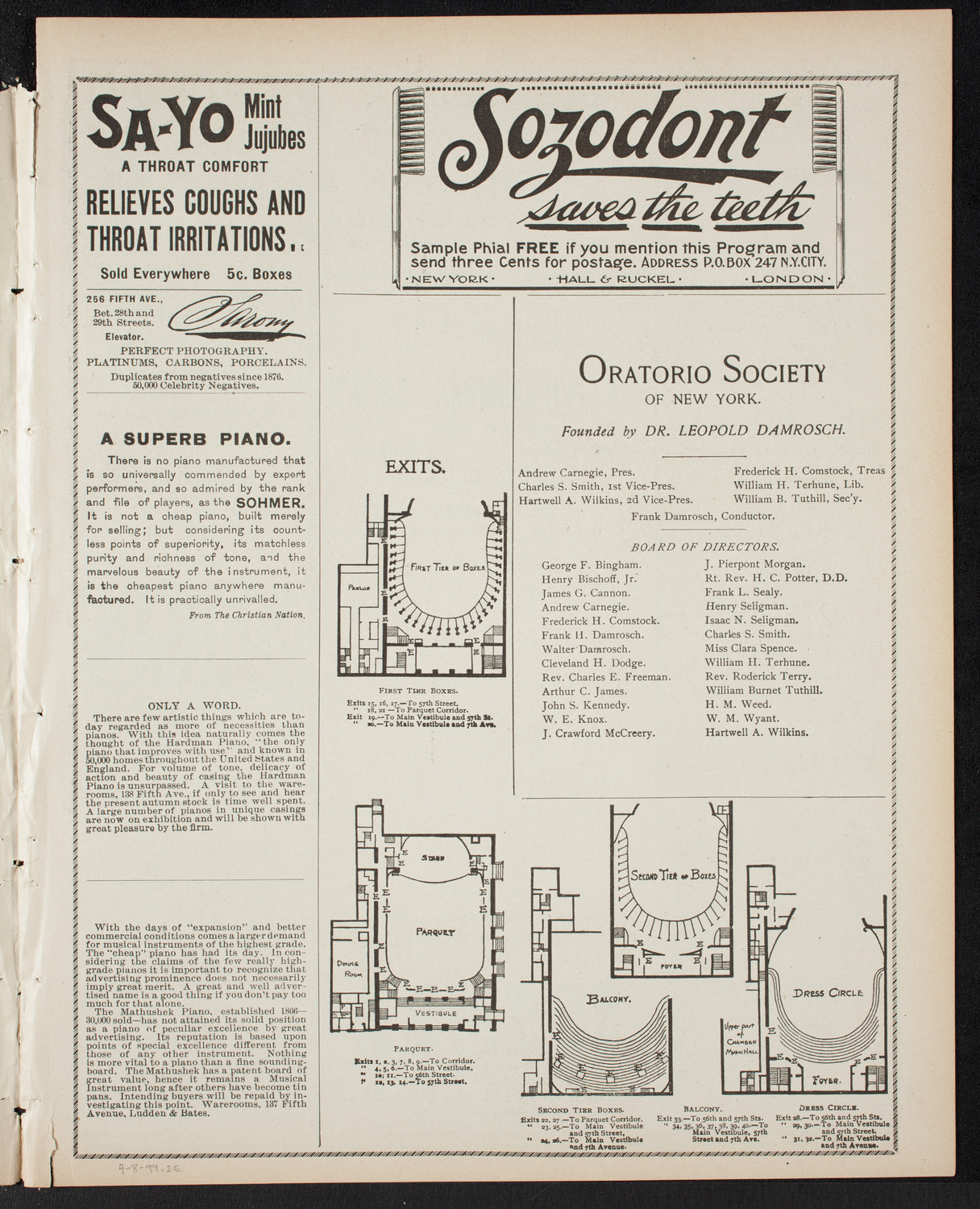 New York Philharmonic, April 8, 1899, program page 3