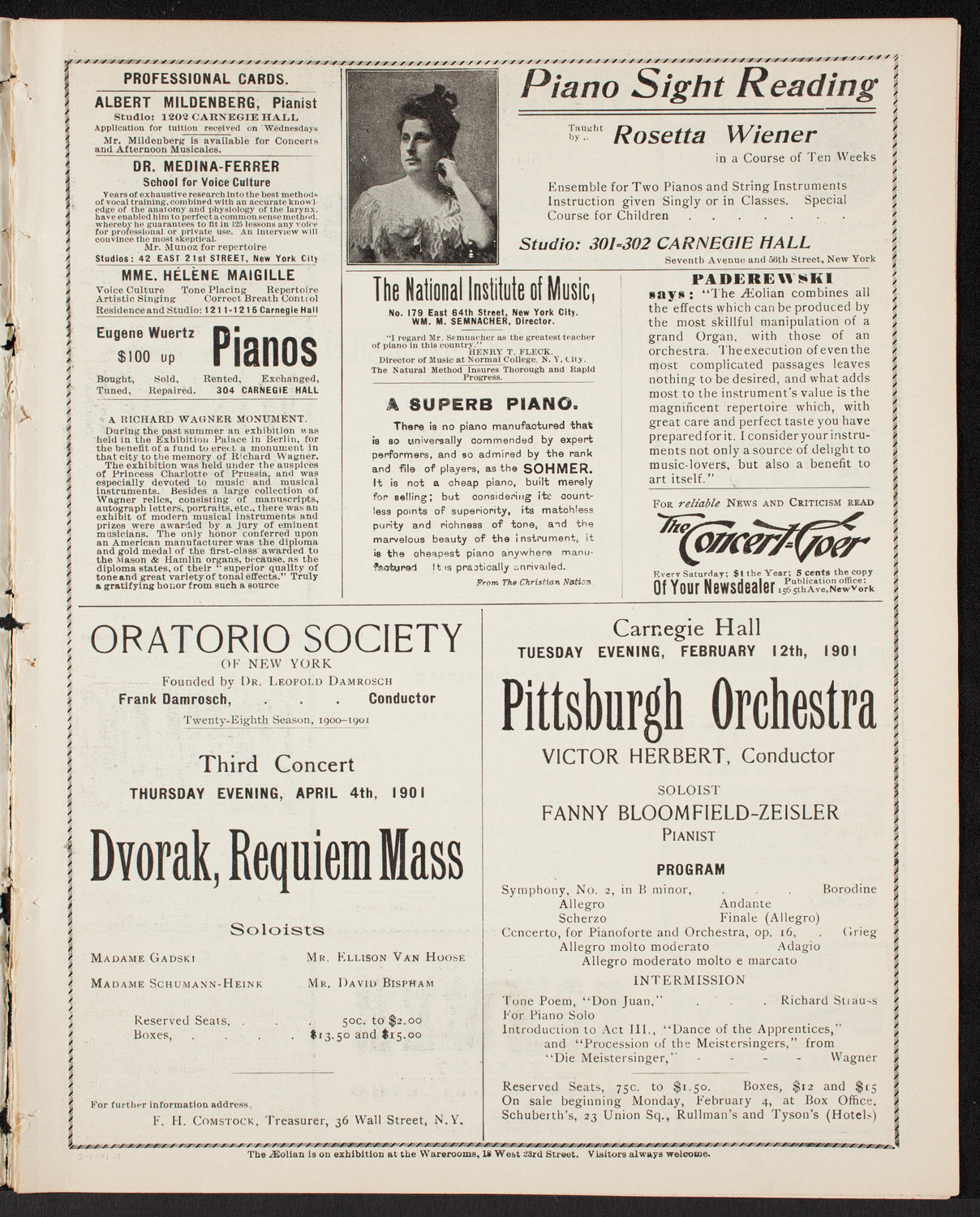 New York Philharmonic, February 1, 1901, program page 3