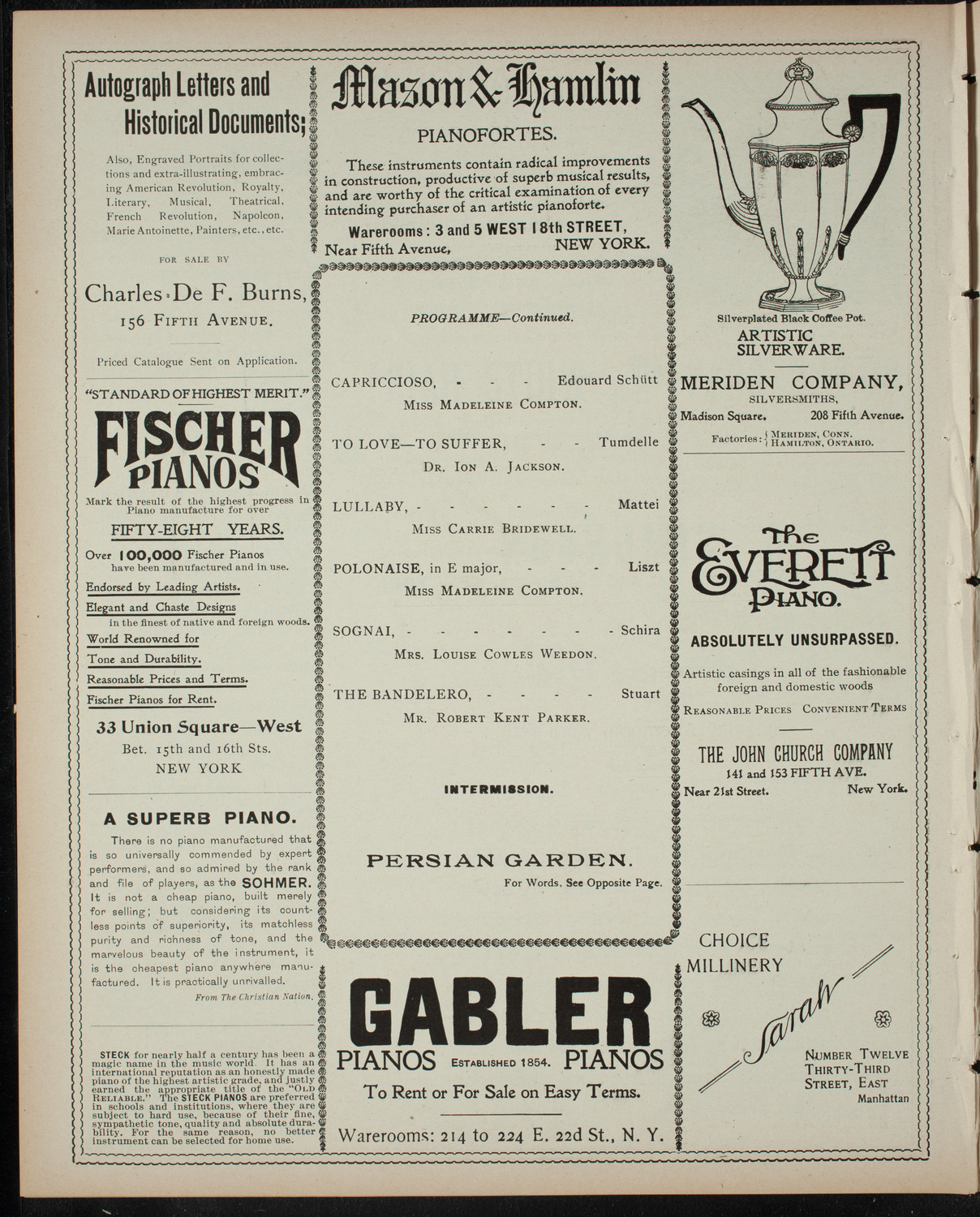 Evening Musicale by St.Christopher's Chapter of Kings Daughters and Sons, April 14, 1899, program page 6