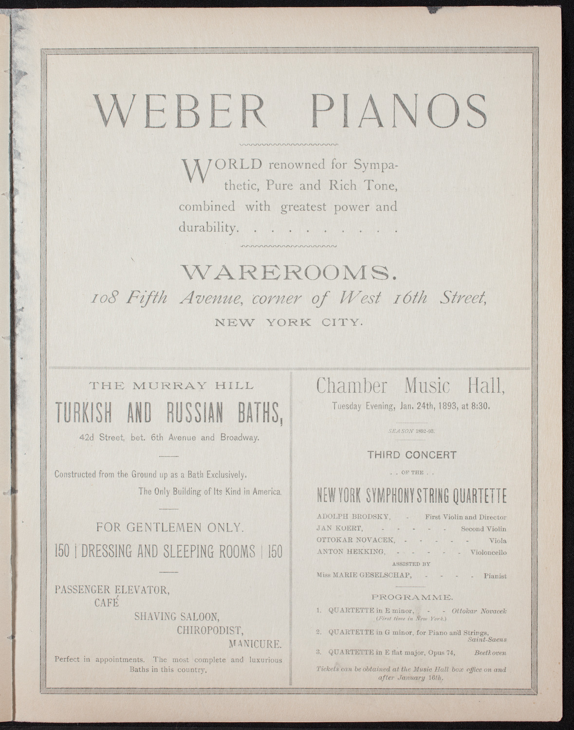 Ignacy Jan Paderewski, Piano, January 7, 1893, program page 7