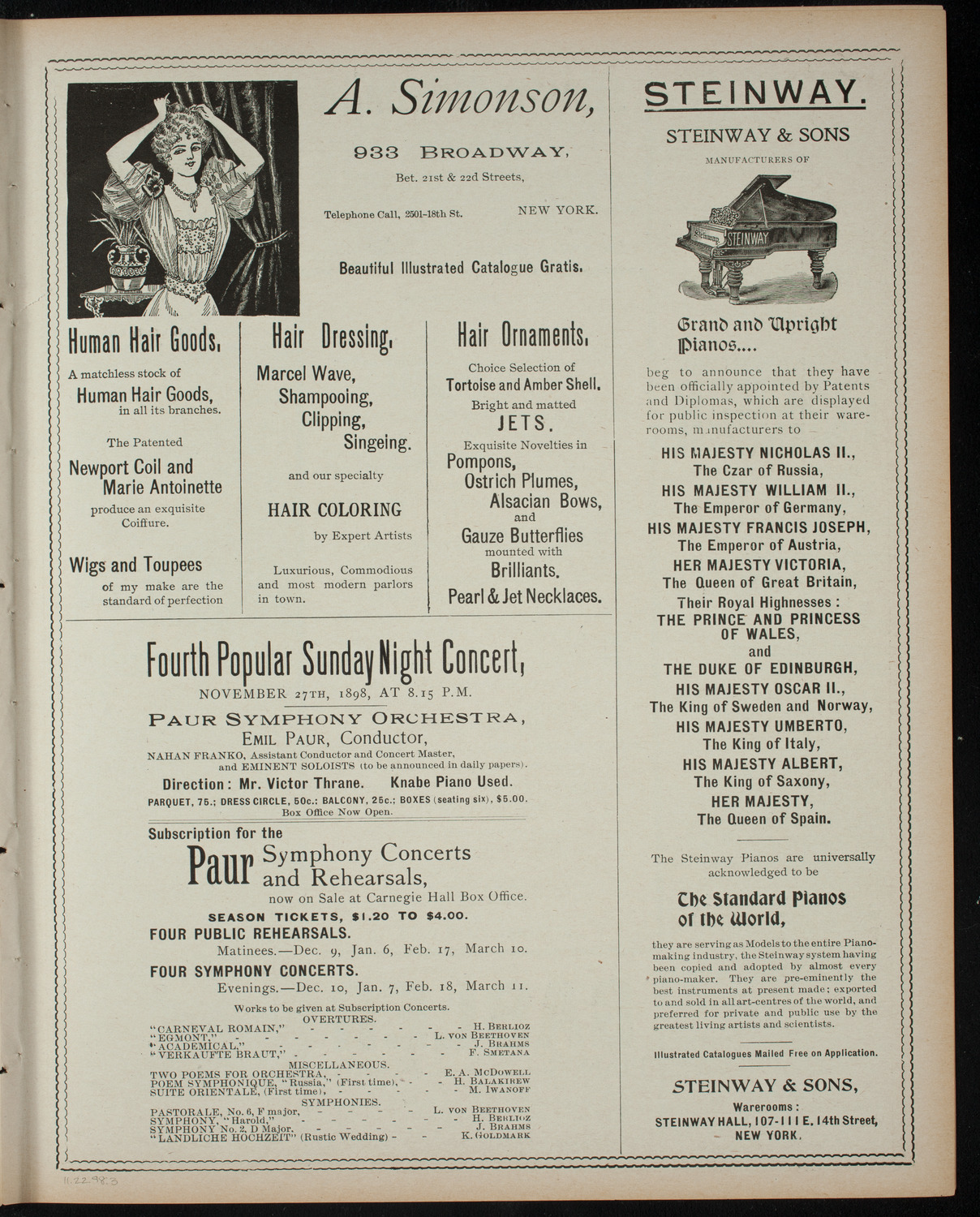 Students of the Virgil Piano School, November 22, 1898, program page 5