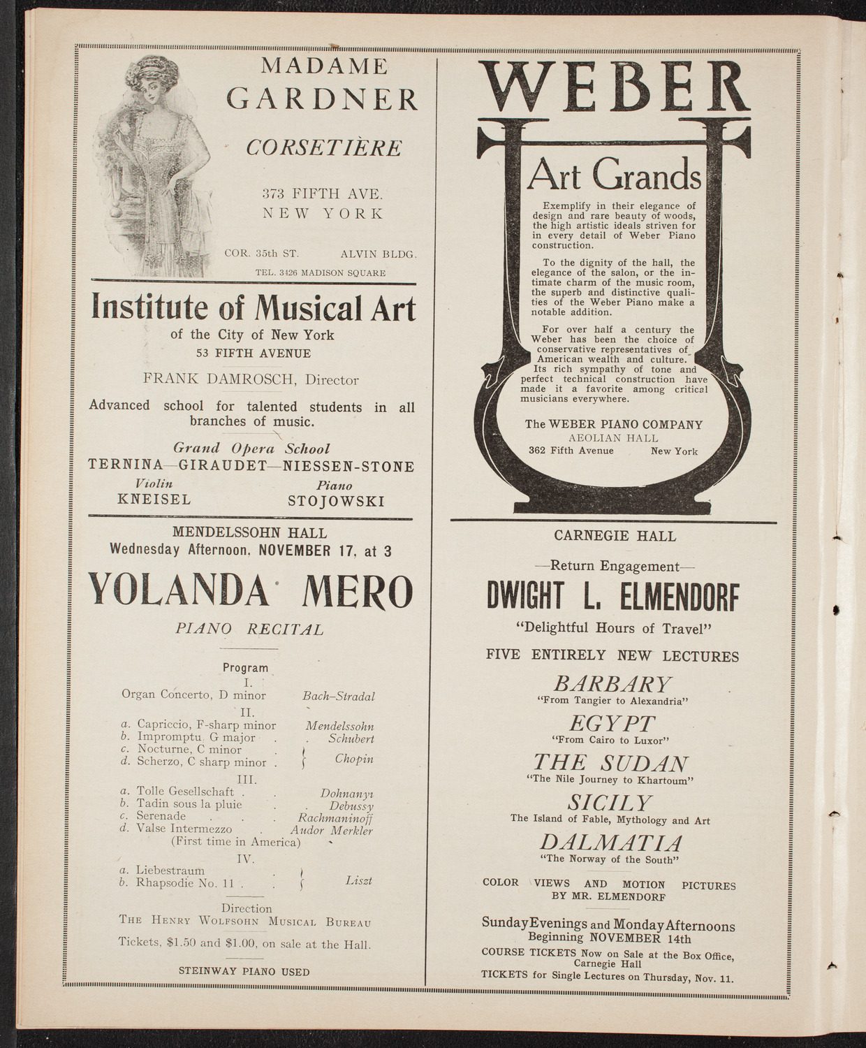 New York College of Music and New York German Conservatory of Music Faculty Concert, November 7, 1909, program page 6