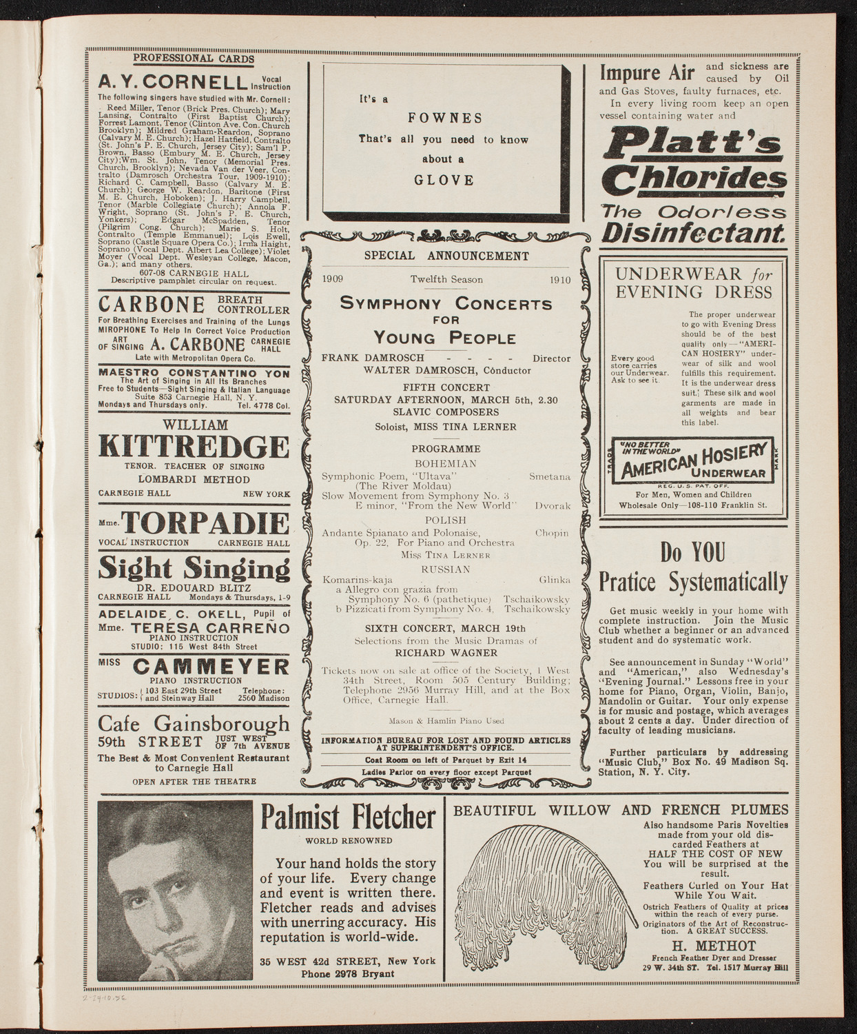 Boston Symphony Orchestra, February 24, 1910, program page 9