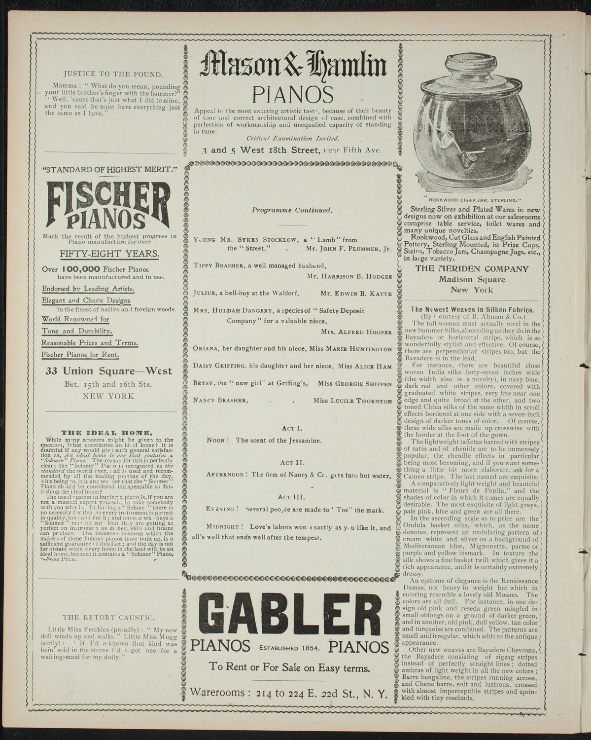 Amateur Comedy Club, February 16, 1898, program page 6