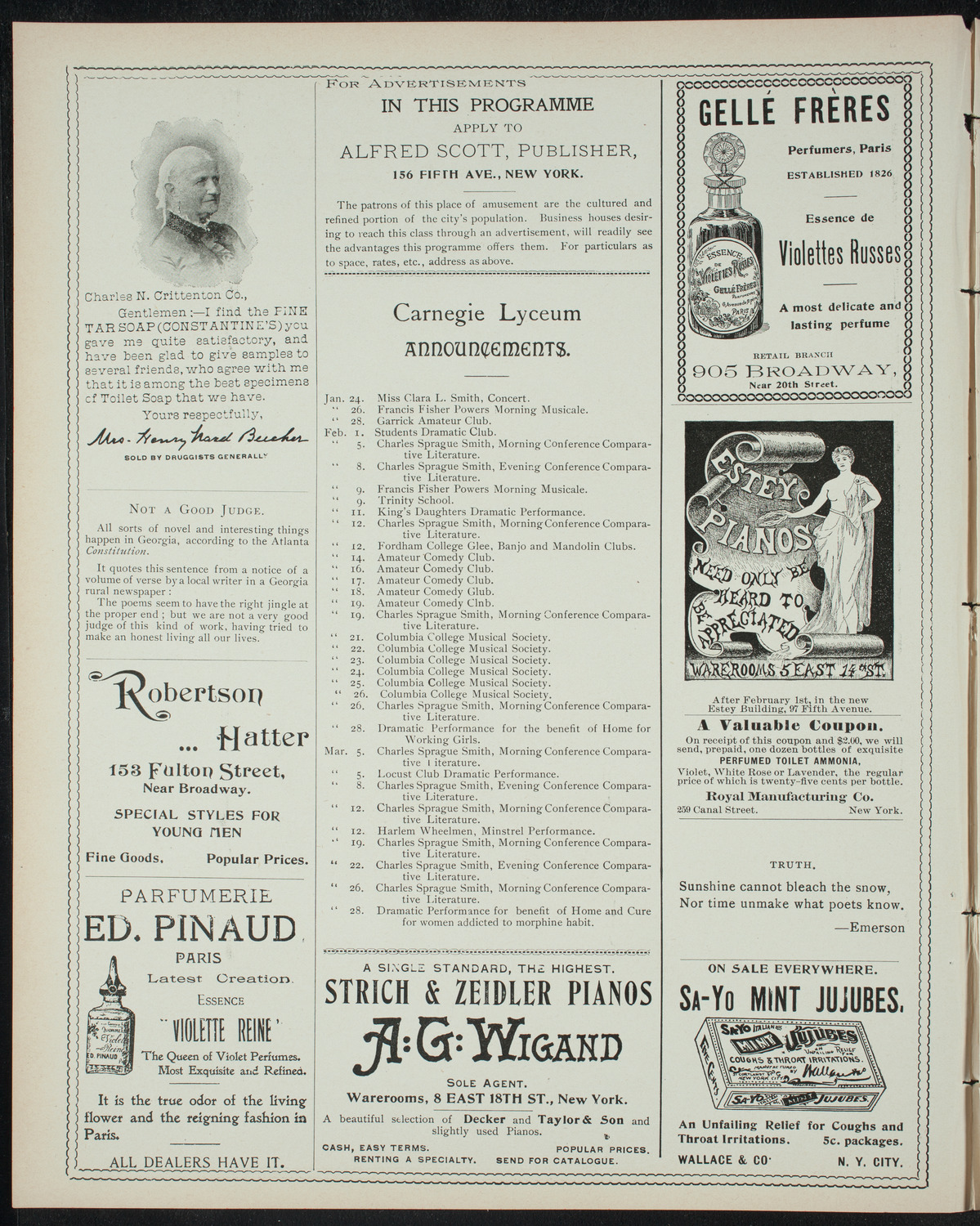 Club "Las Dos Banderas": Benefit for Wounded Cubans, January 22, 1898, program page 2