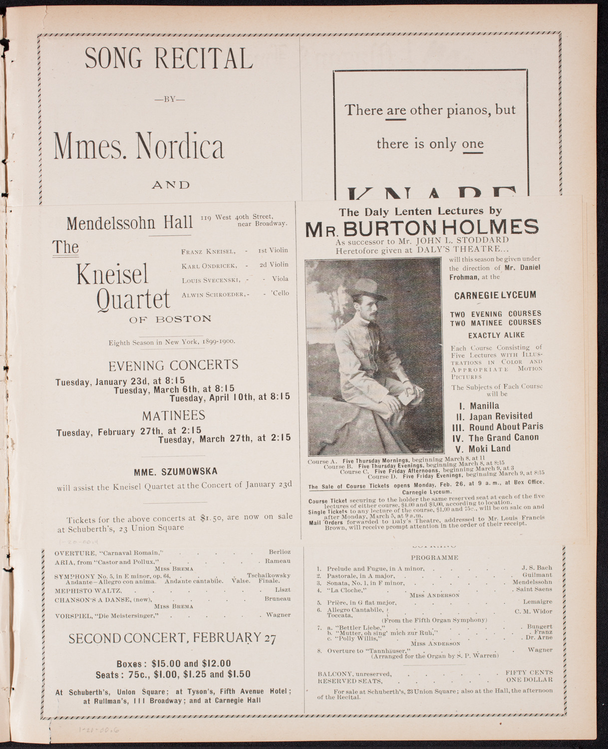Ignacy Jan Paderewski, Piano, January 20, 1900, program page 7