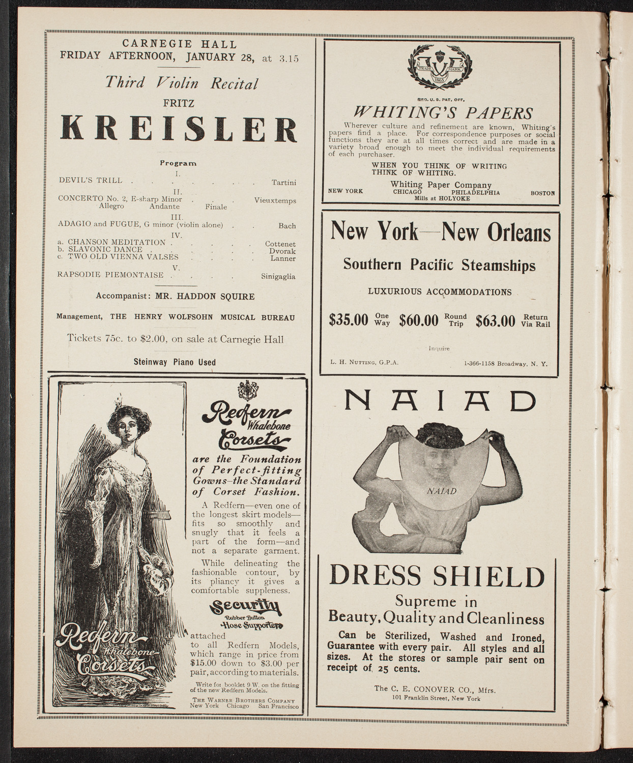 New York Philharmonic, January 26, 1910, program page 2