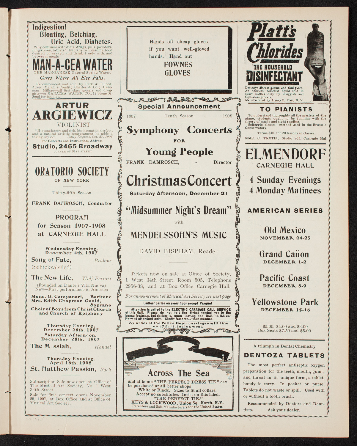 Volpe Symphony Society of New York, November 21, 1907, program page 9
