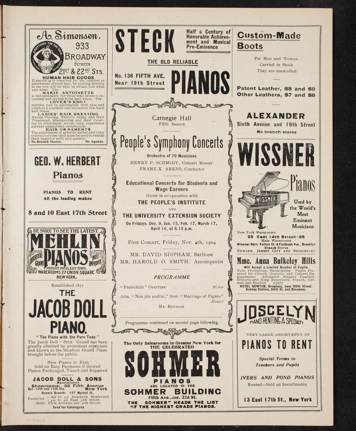 People's Symphony Concert, November 4, 1904, program page 5