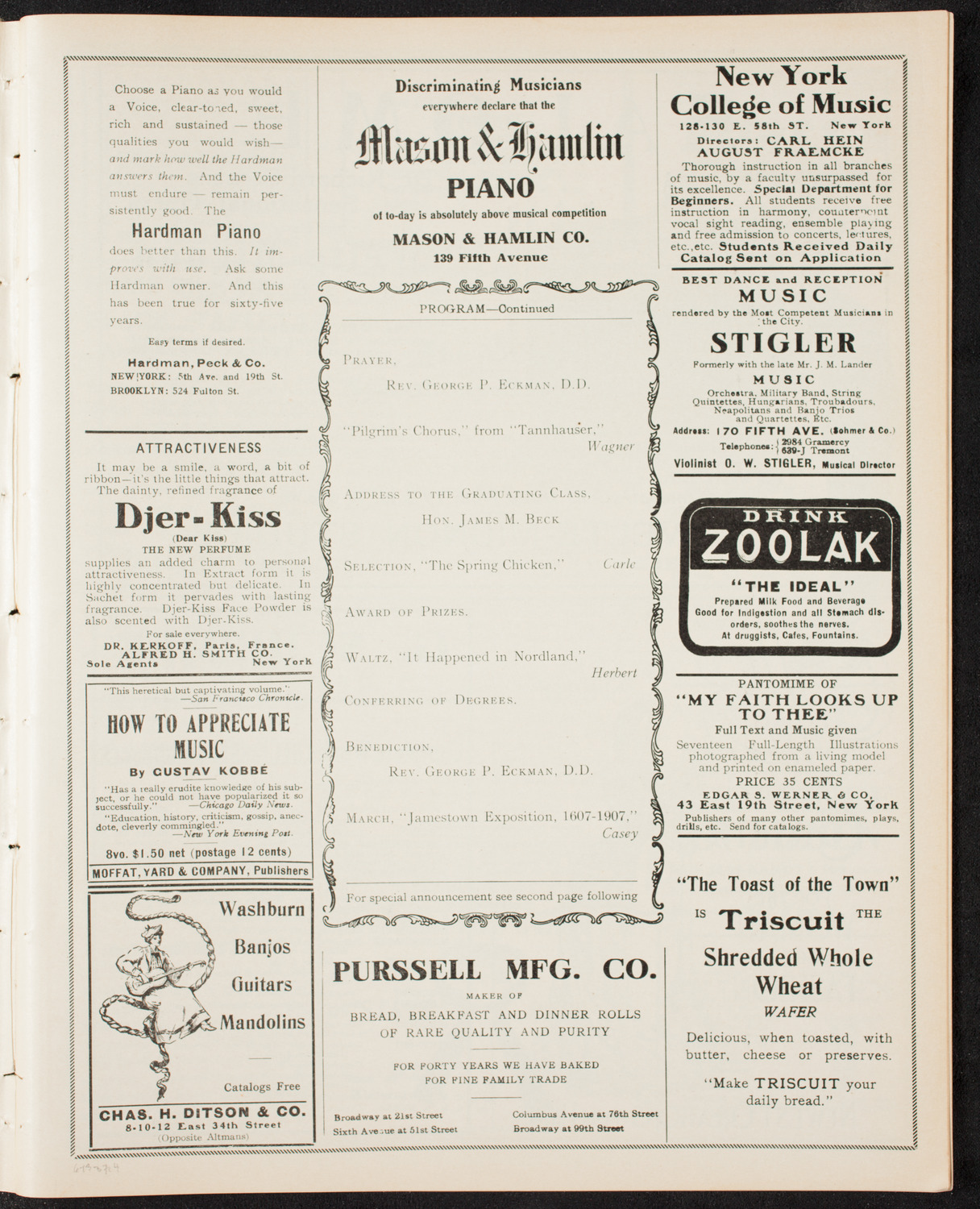 Graduation: New York Law School, June 13, 1907, program page 7