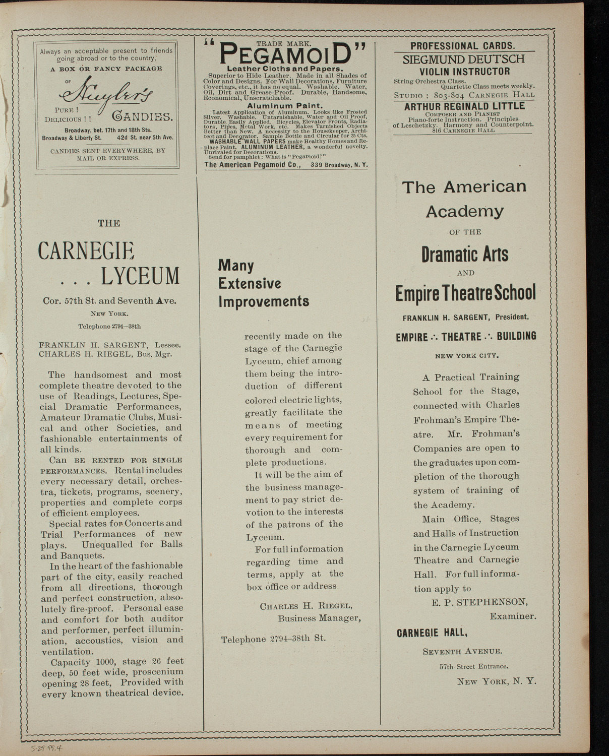 Ibsen's "Ghosts", May 29, 1899, program page 7