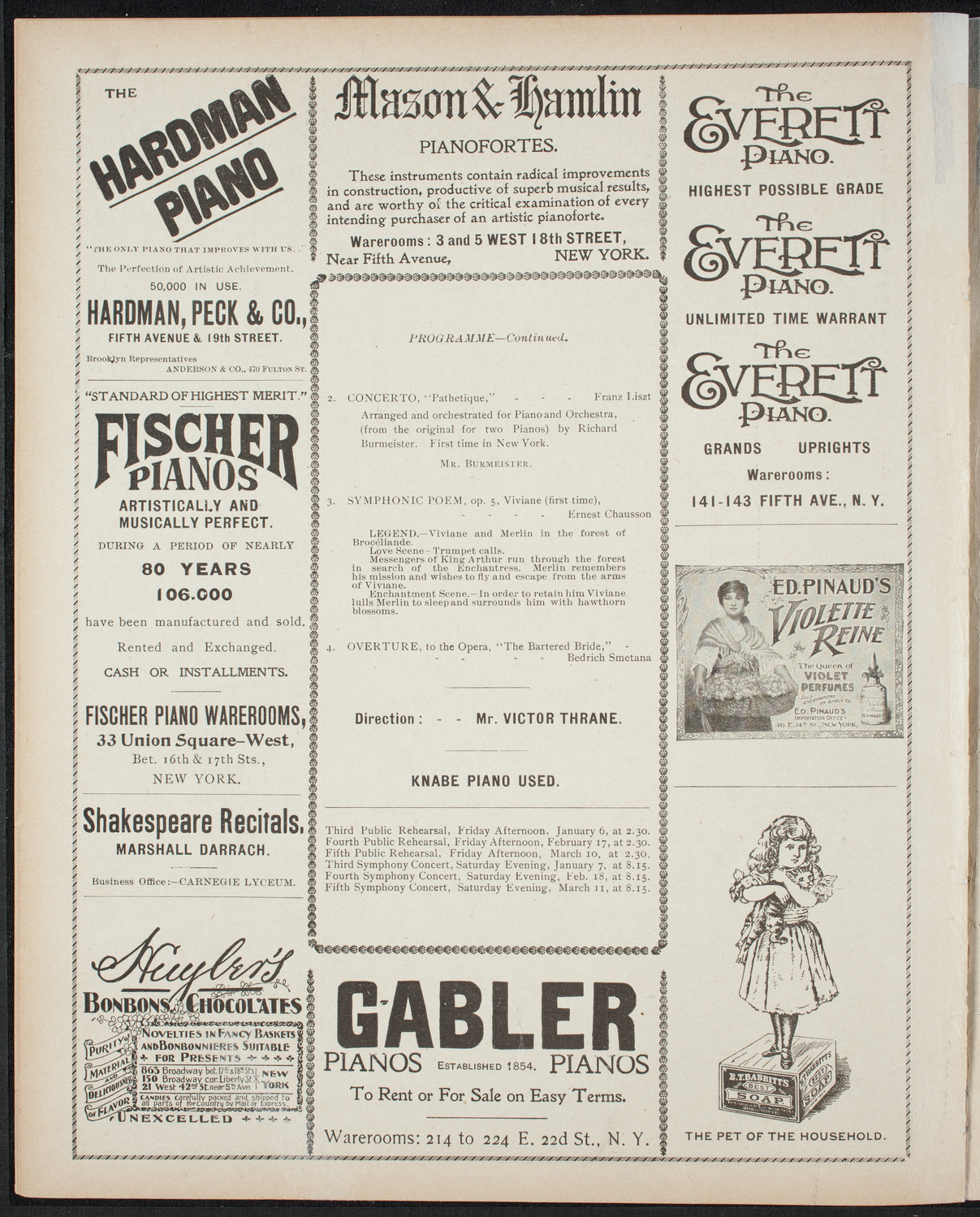 Paur Symphony Orchestra, December 10, 1898, program page 6