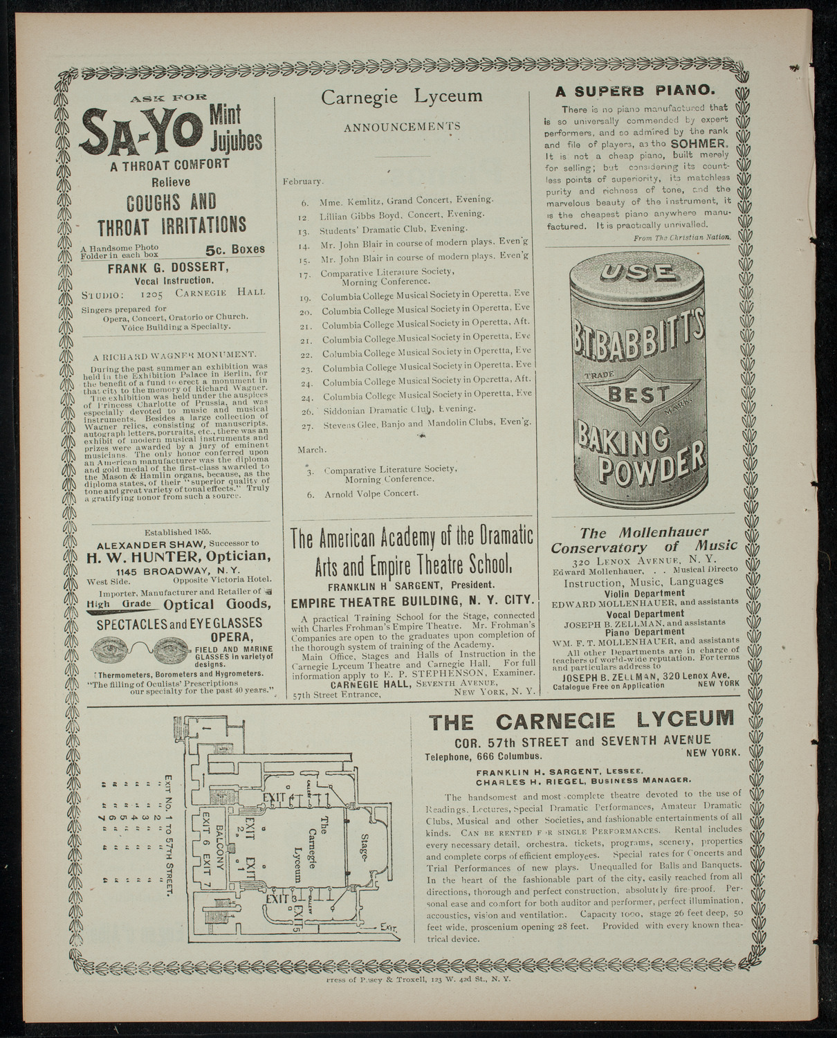 Benefit Vaudeville Entertainment for Widows and Orphans of English Soldiers of English-Boer War, February 3, 1900, program page 4