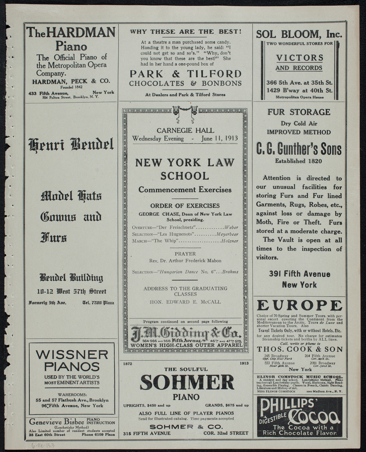 Graduation: New York Law School, June 11, 1913, program page 5