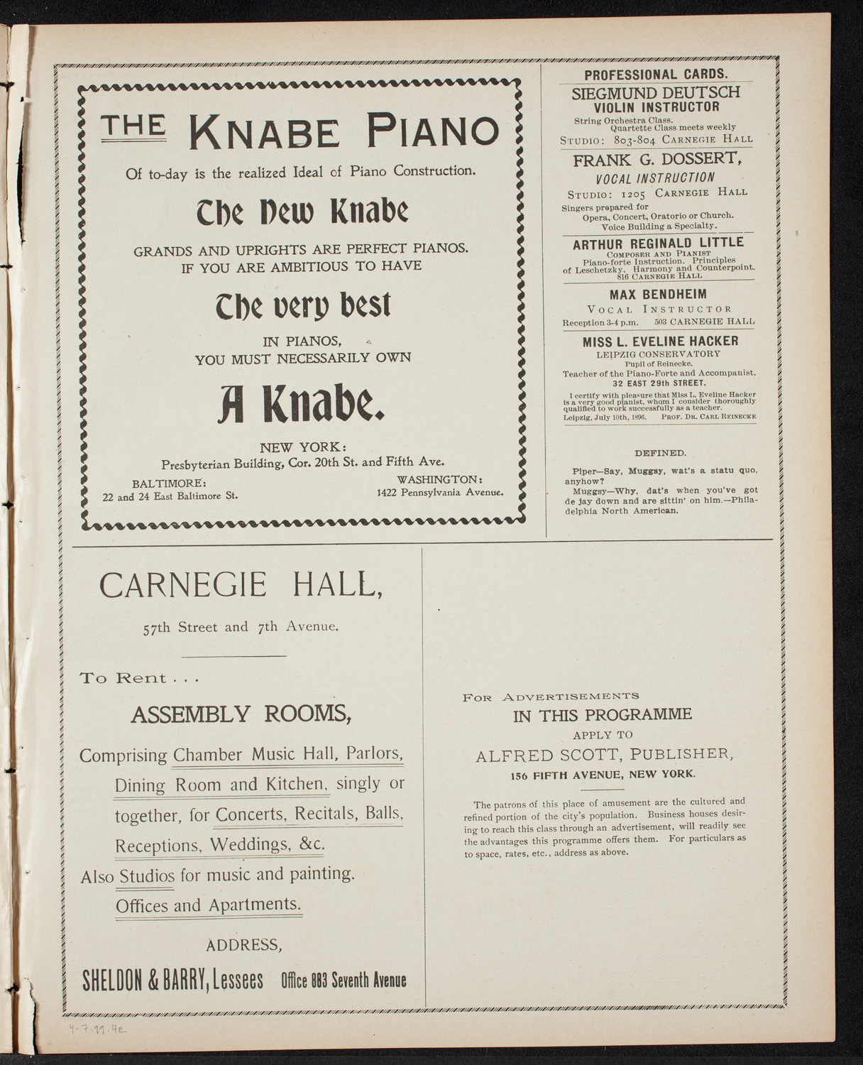 Elmendorf Lecture: The Entire War with Spain in Cuba, April 7, 1899, program page 7