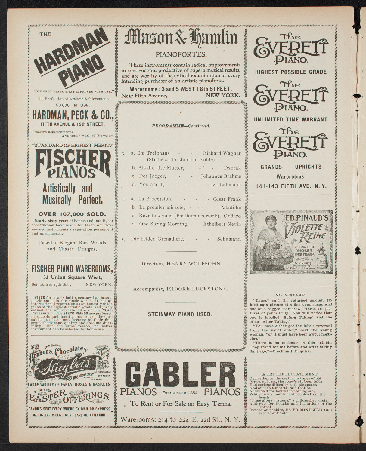 Blanche Marchesi, Soprano, March 15, 1899, program page 6