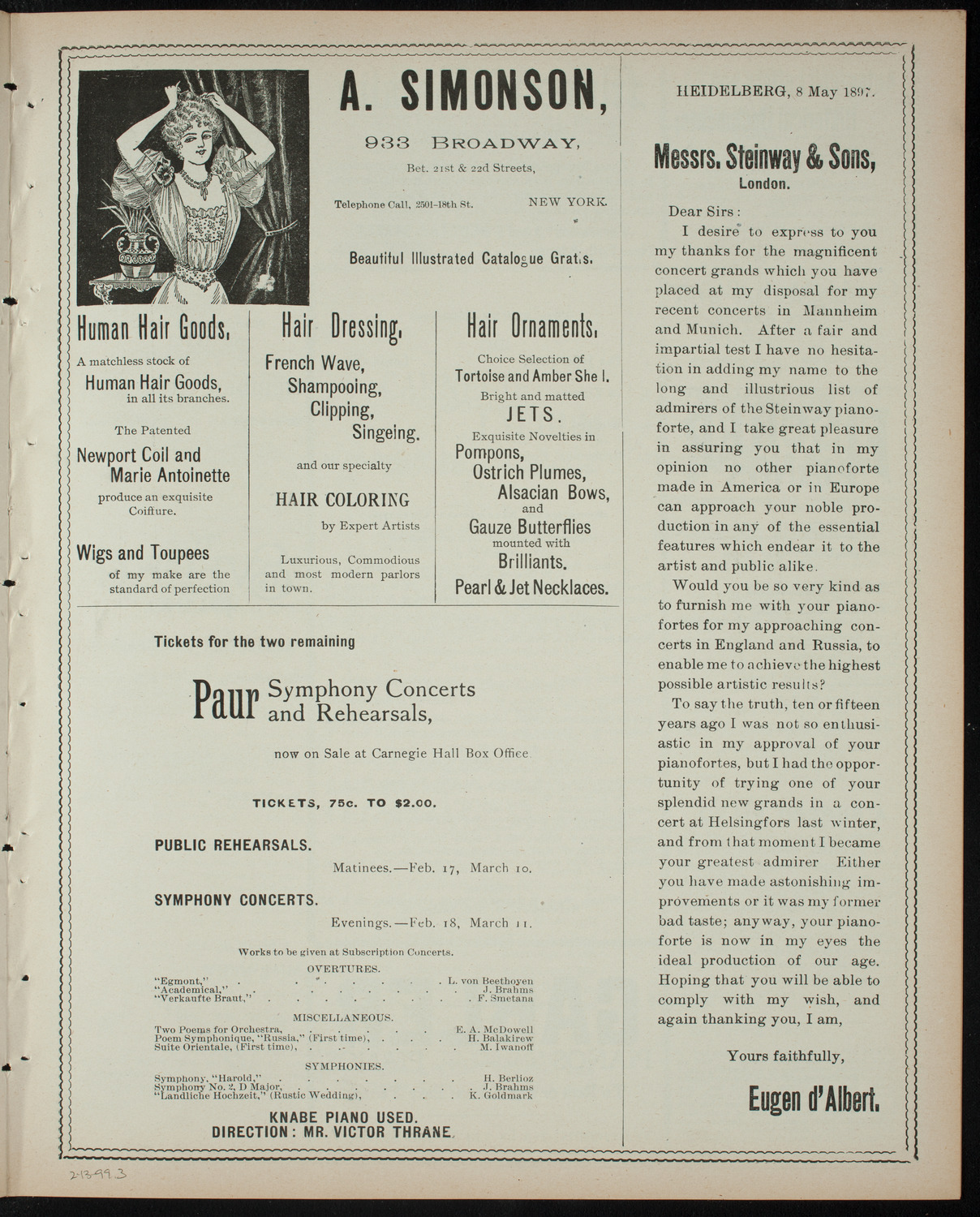 Stevens Institute of Technology Glee, Banjo and Mandolin Clubs, February 13, 1899, program page 5