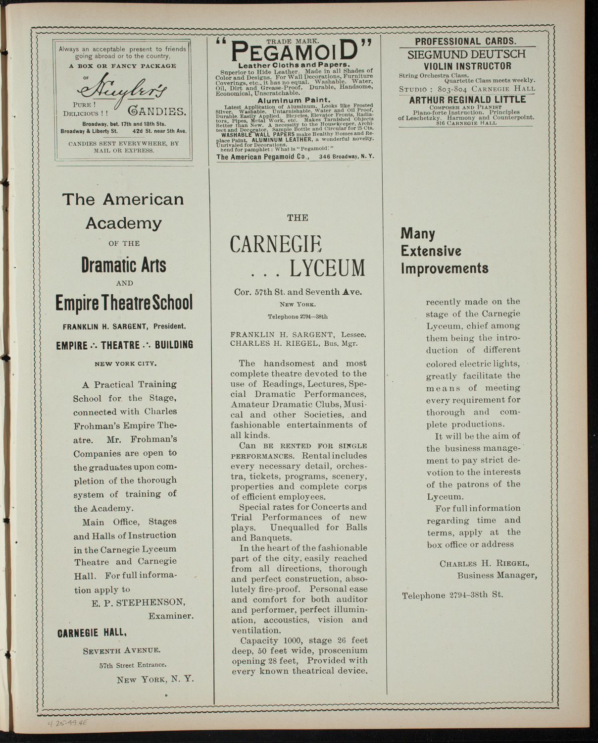 Tableaux by The Todd Studio, April 25, 1899, program page 7