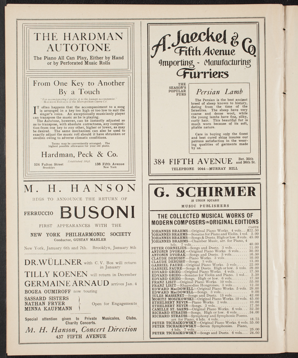 New York Philharmonic, December 12, 1909, program page 8