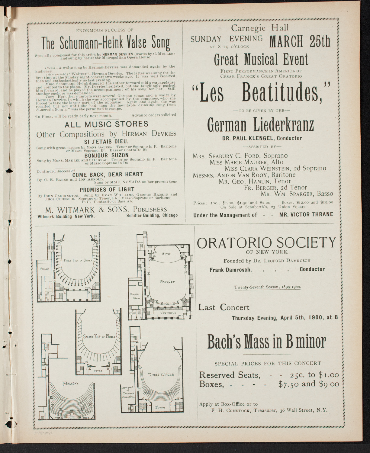 New York Philharmonic, March 24, 1900, program page 3