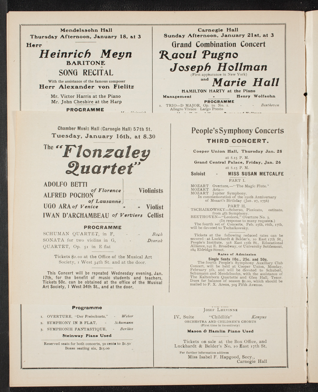 New York Philharmonic, January 12, 1906, program page 12