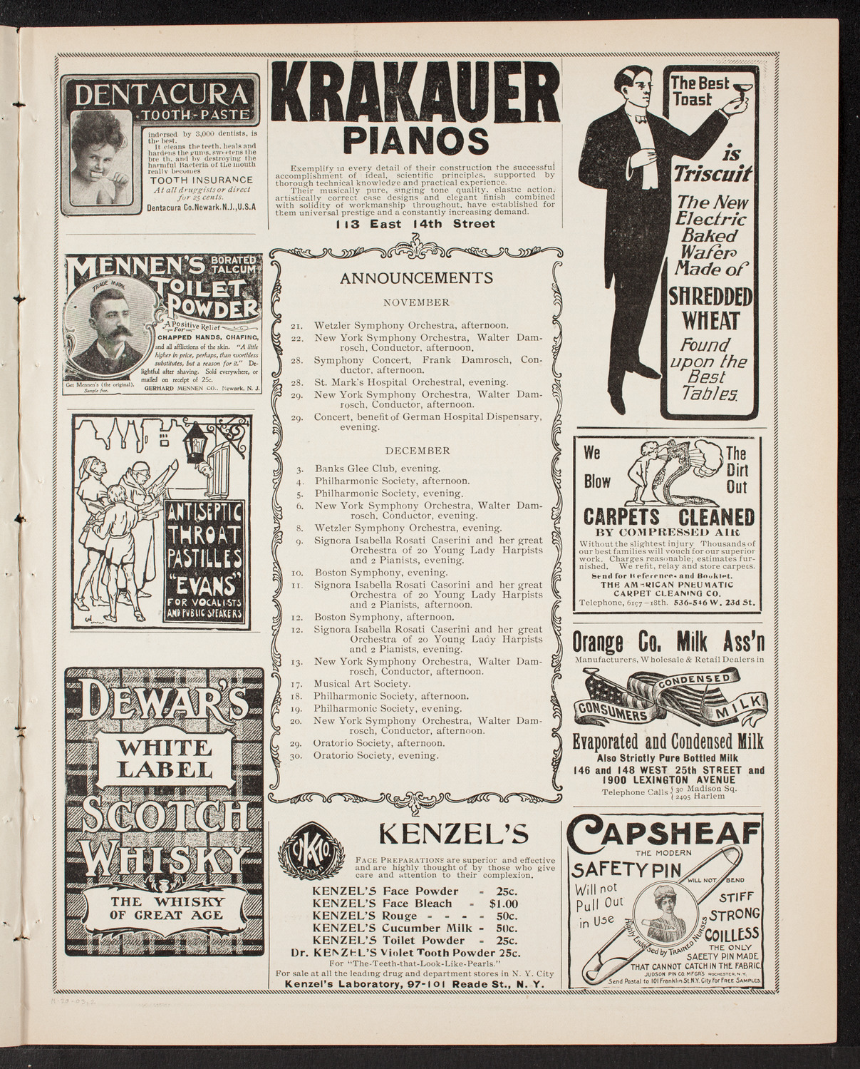 Jacques Thibaud, Violin, November 20, 1903, program page 3