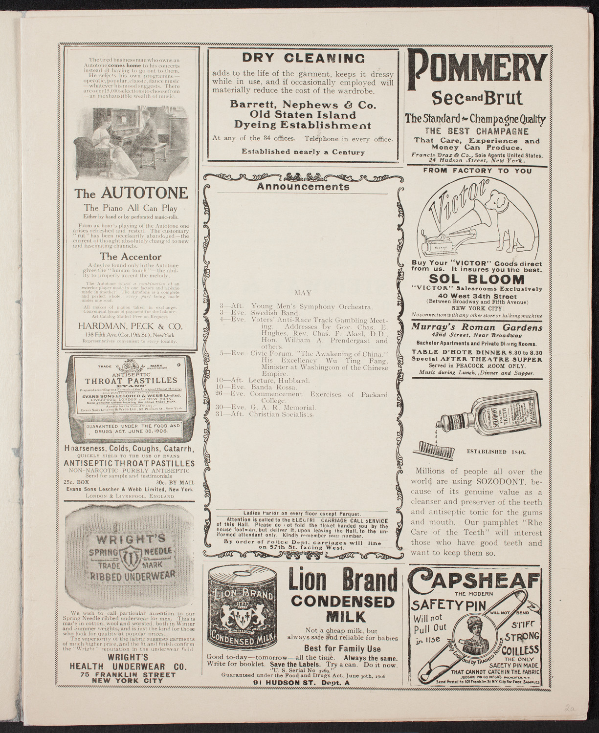 Marcella Sembrich, Soprano, Ignacy Jan Paderewski, Piano, and Timothy Adamowski, Violin, May 2, 1908, program page 3