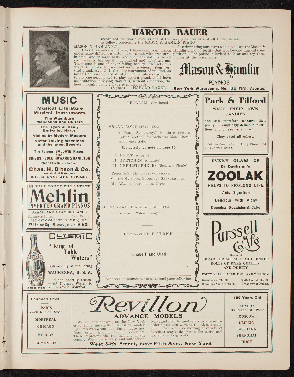 Philadelphia Orchestra, October 19, 1908, program page 7