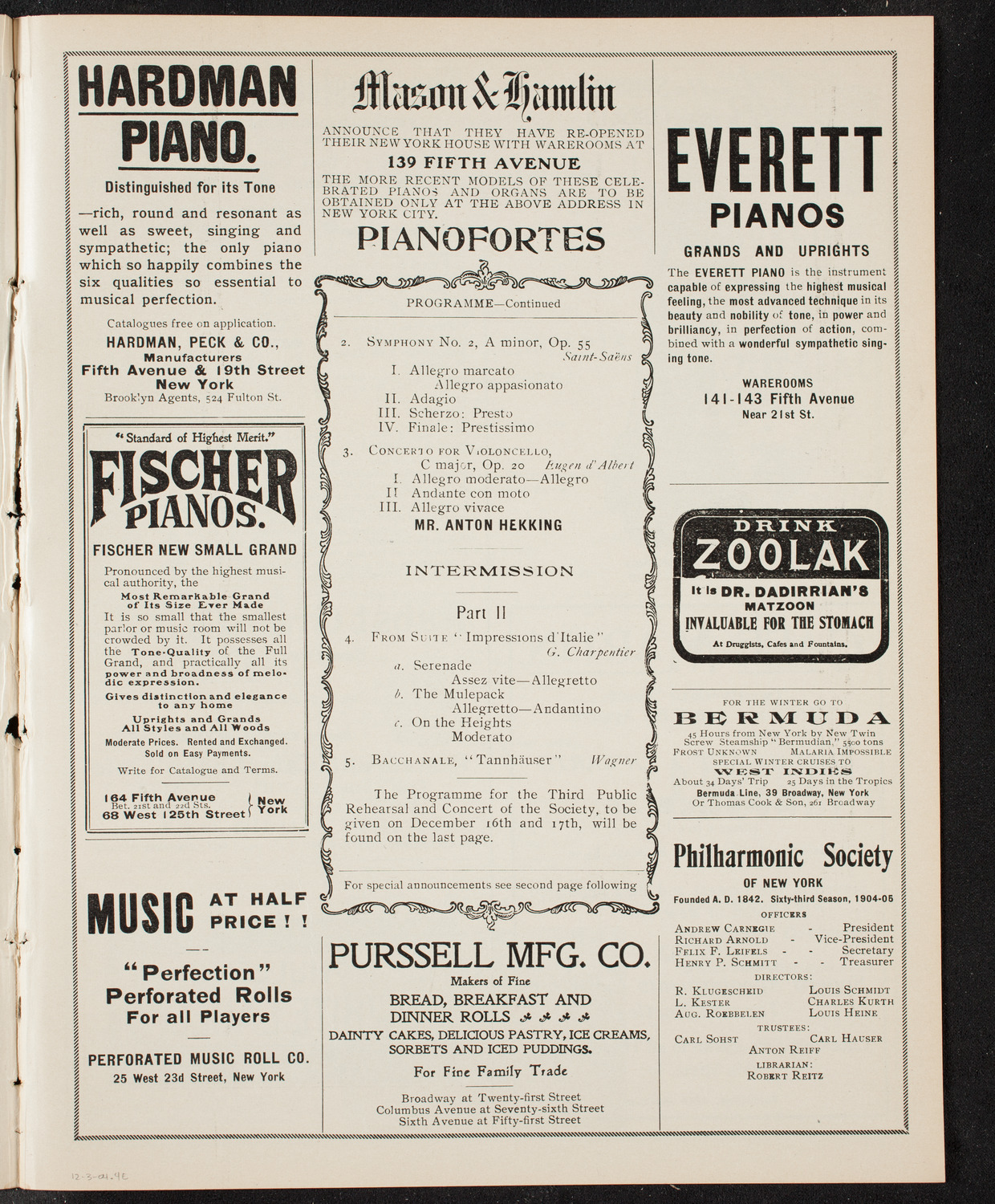 New York Philharmonic, December 3, 1904, program page 7