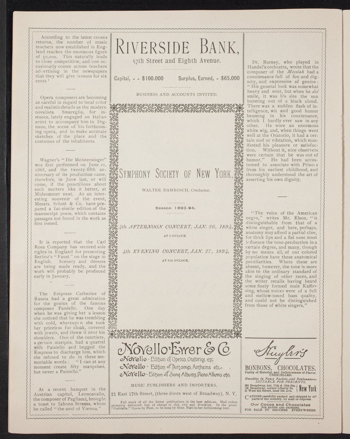 Boston Symphony Orchestra, January 11, 1894, program page 6