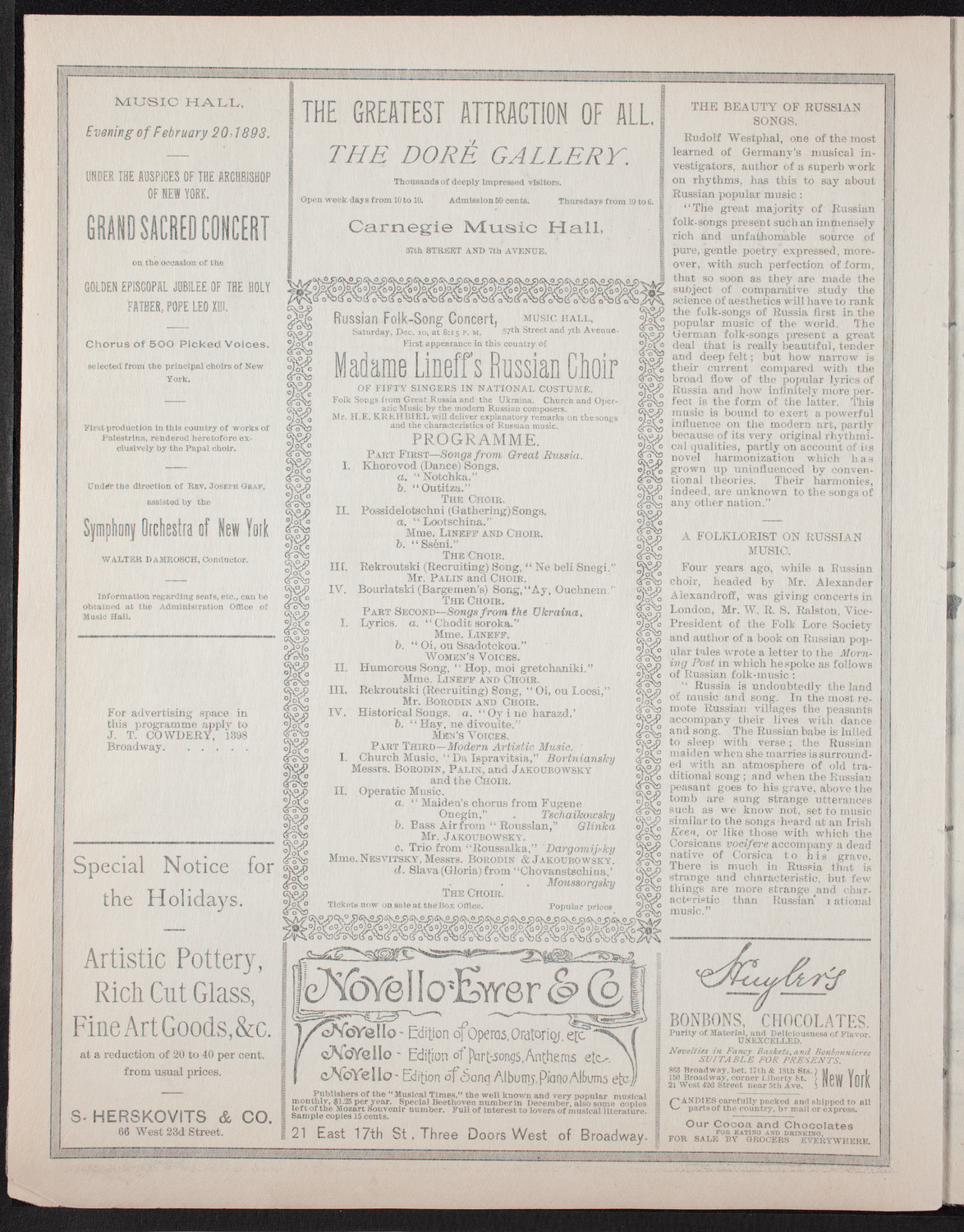 Damrosch Sunday Concert, December 4, 1892, program page 6