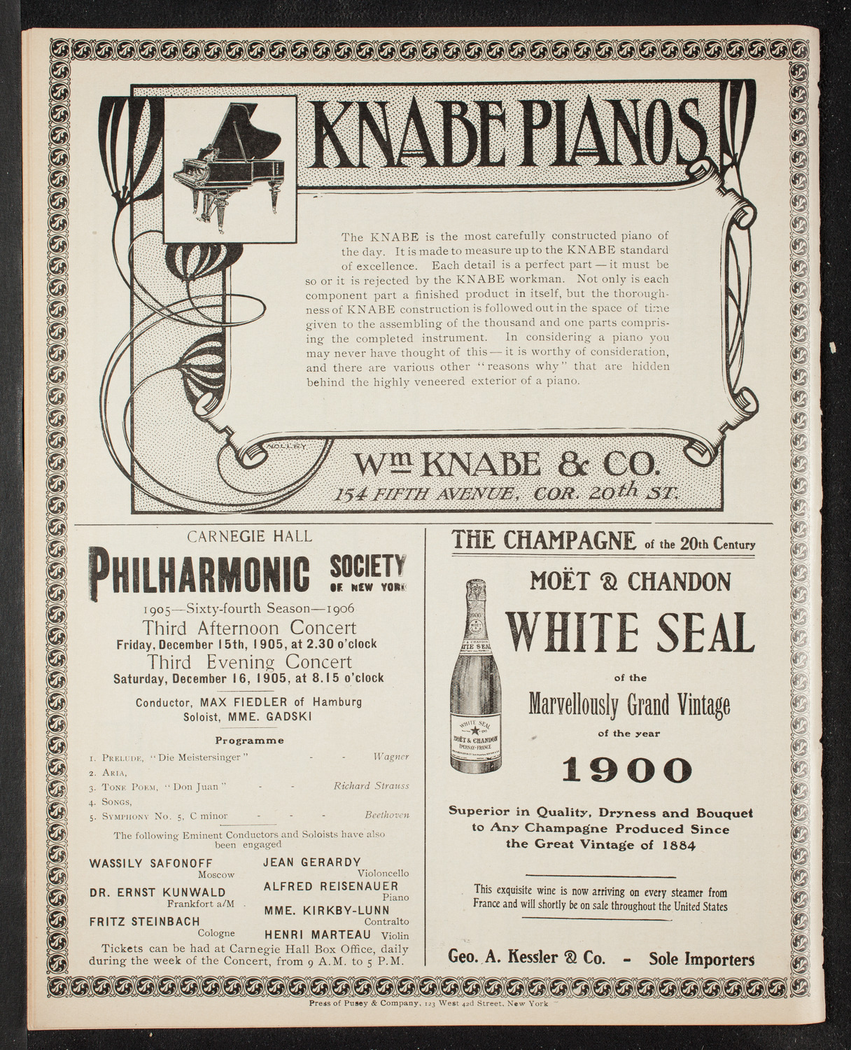 New York Symphony Orchestra, December 10, 1905, program page 12