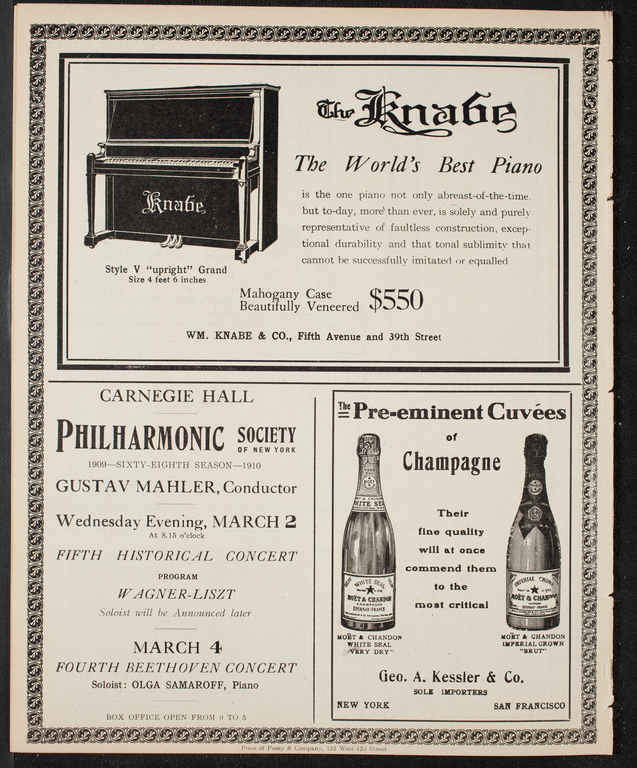 Mischa Elman, Violin, February 19, 1910, program page 12