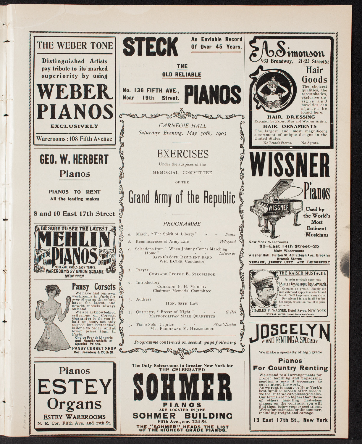 Grand Army of the Republic Memorial Day Exercises, May 30, 1903, program page 5