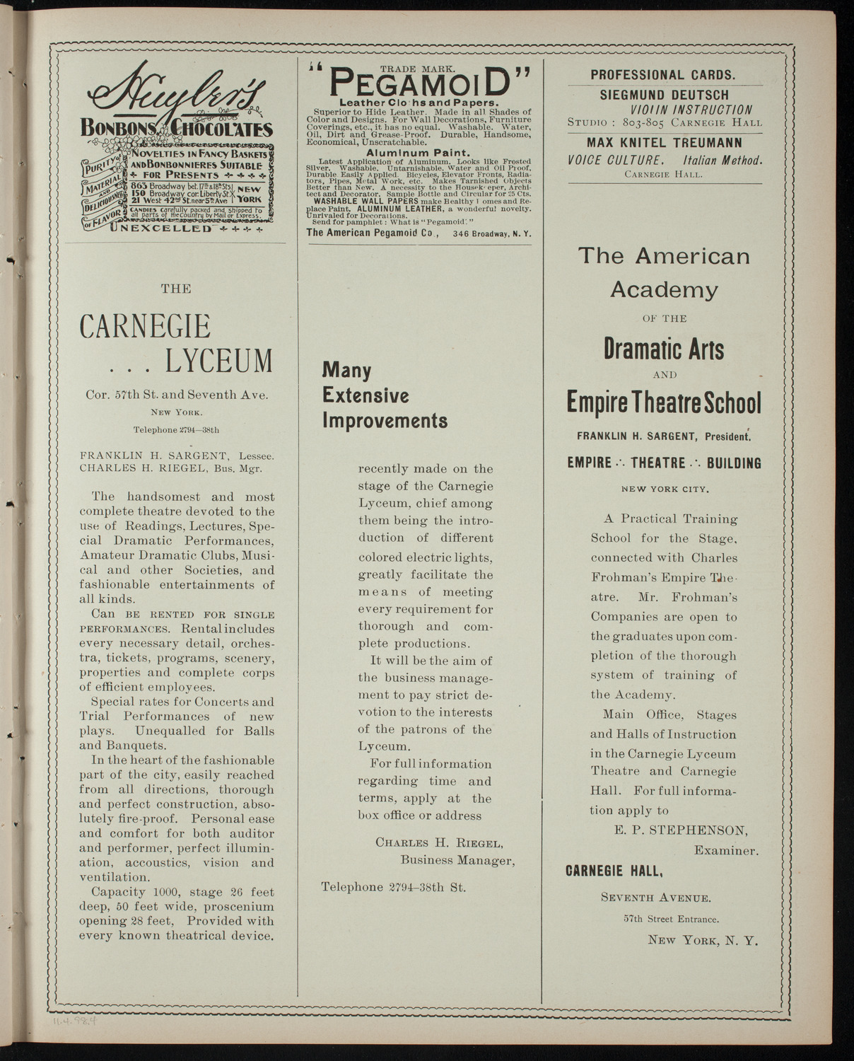 Shakespeare Recital by Marshall Darrach, November 4, 1898, program page 7