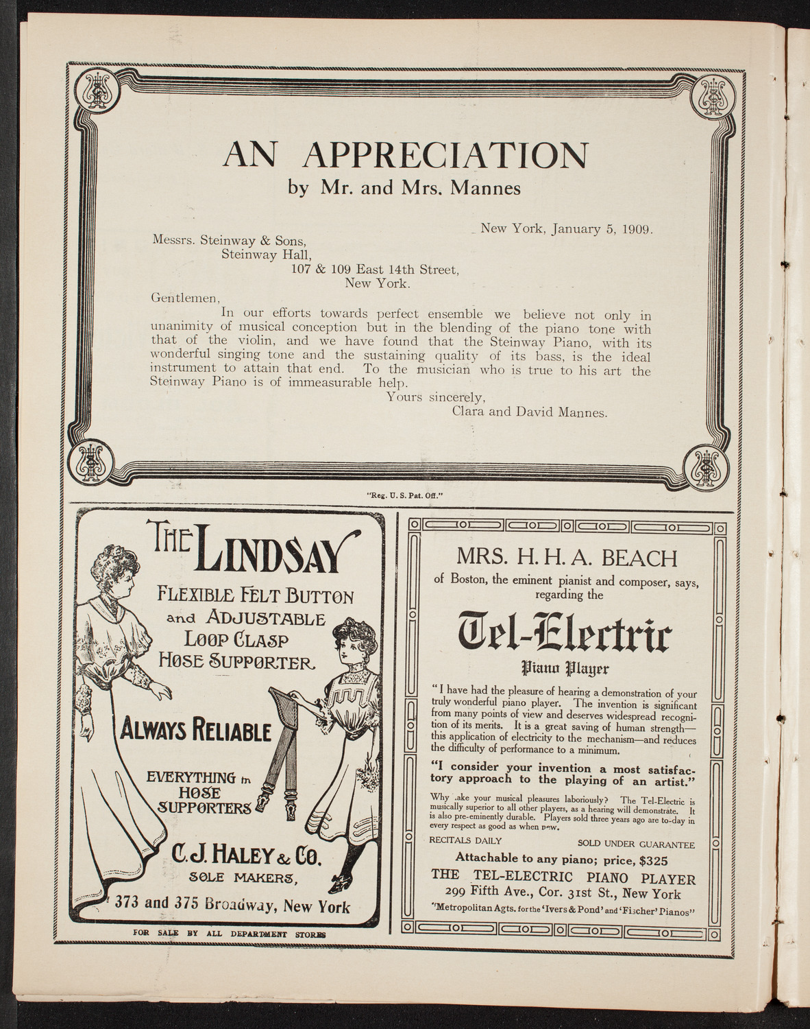 Volpe Symphony Society of New York, January 21, 1909, program page 4