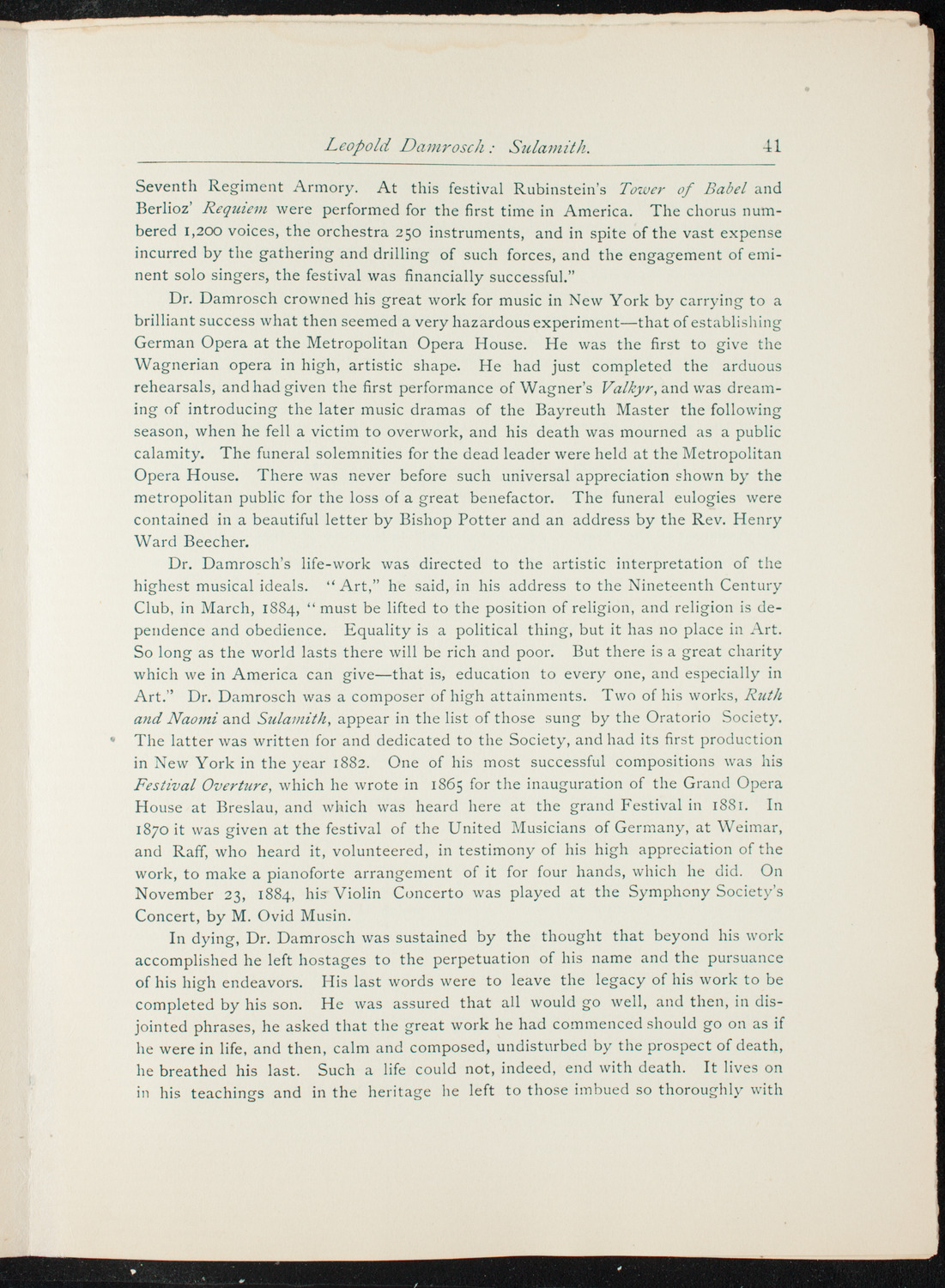 Opening Week Music Festival: Opening Night of Carnegie Hall, May 5, 1891, program notes page 57