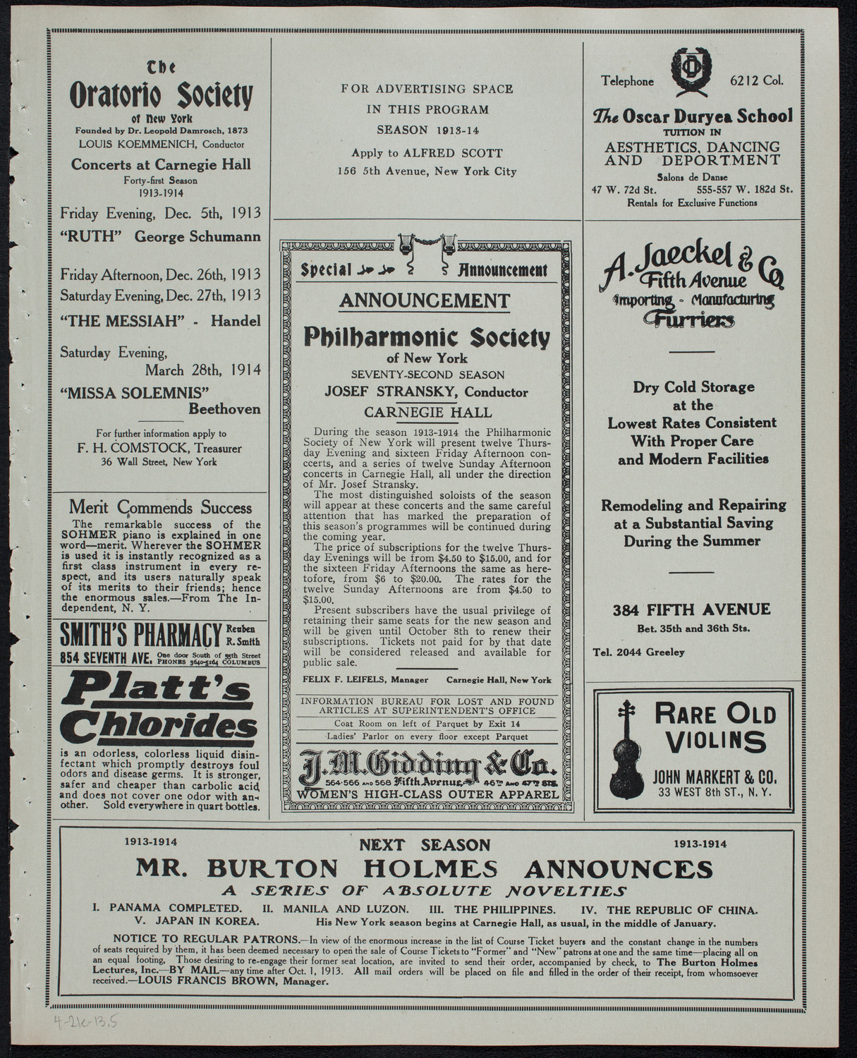 Russian Symphony Society of New York, April 21, 1913, program page 9