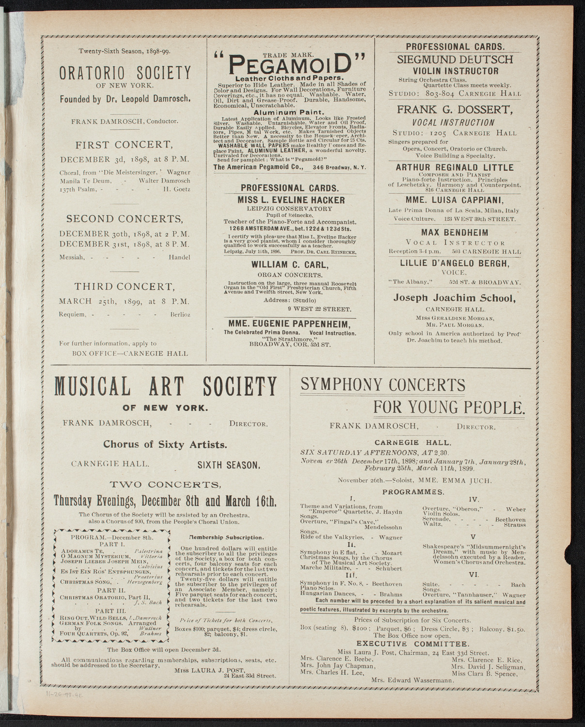 New York Philharmonic, November 26, 1898, program page 7