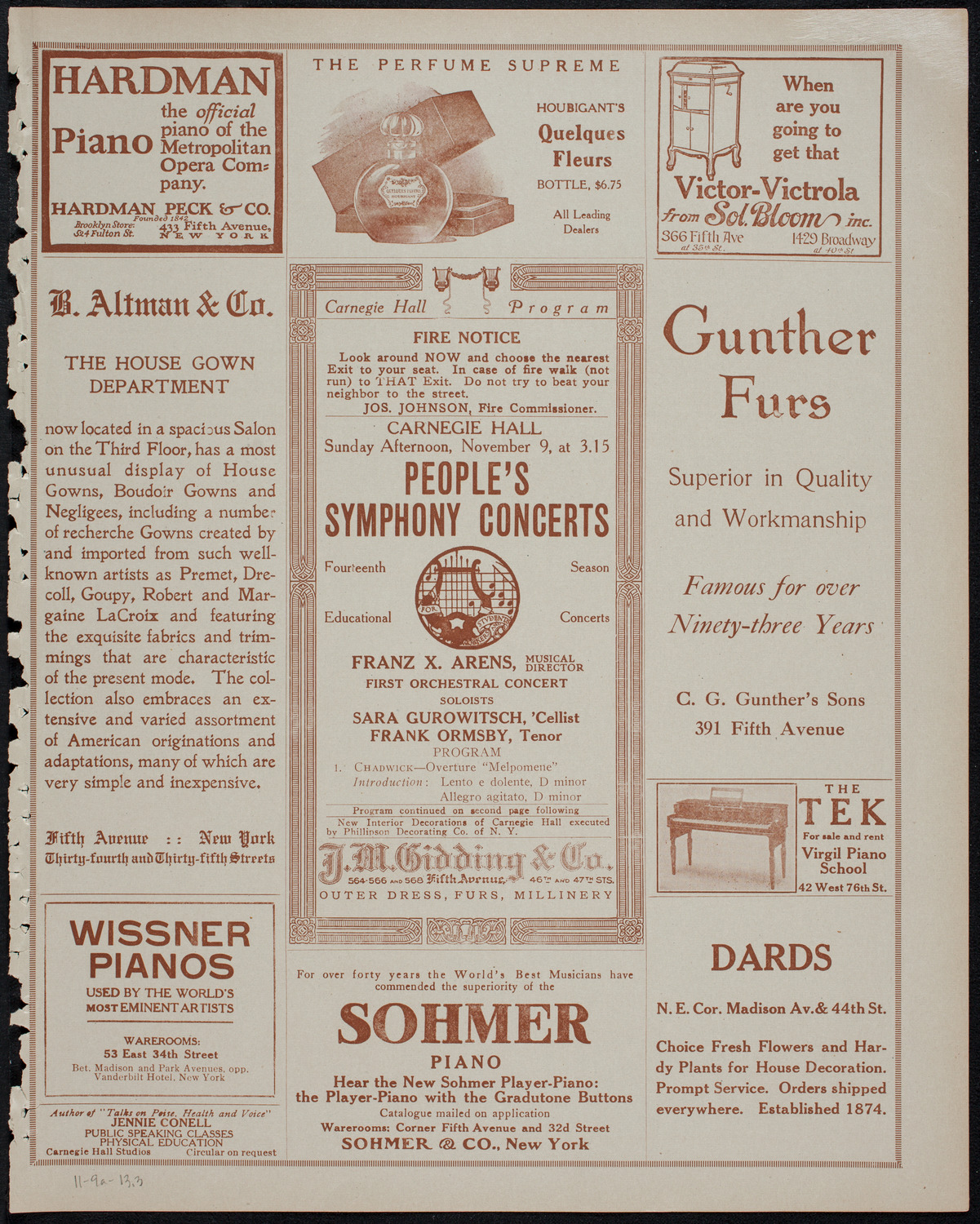 People's Symphony Concert, November 9, 1913, program page 5