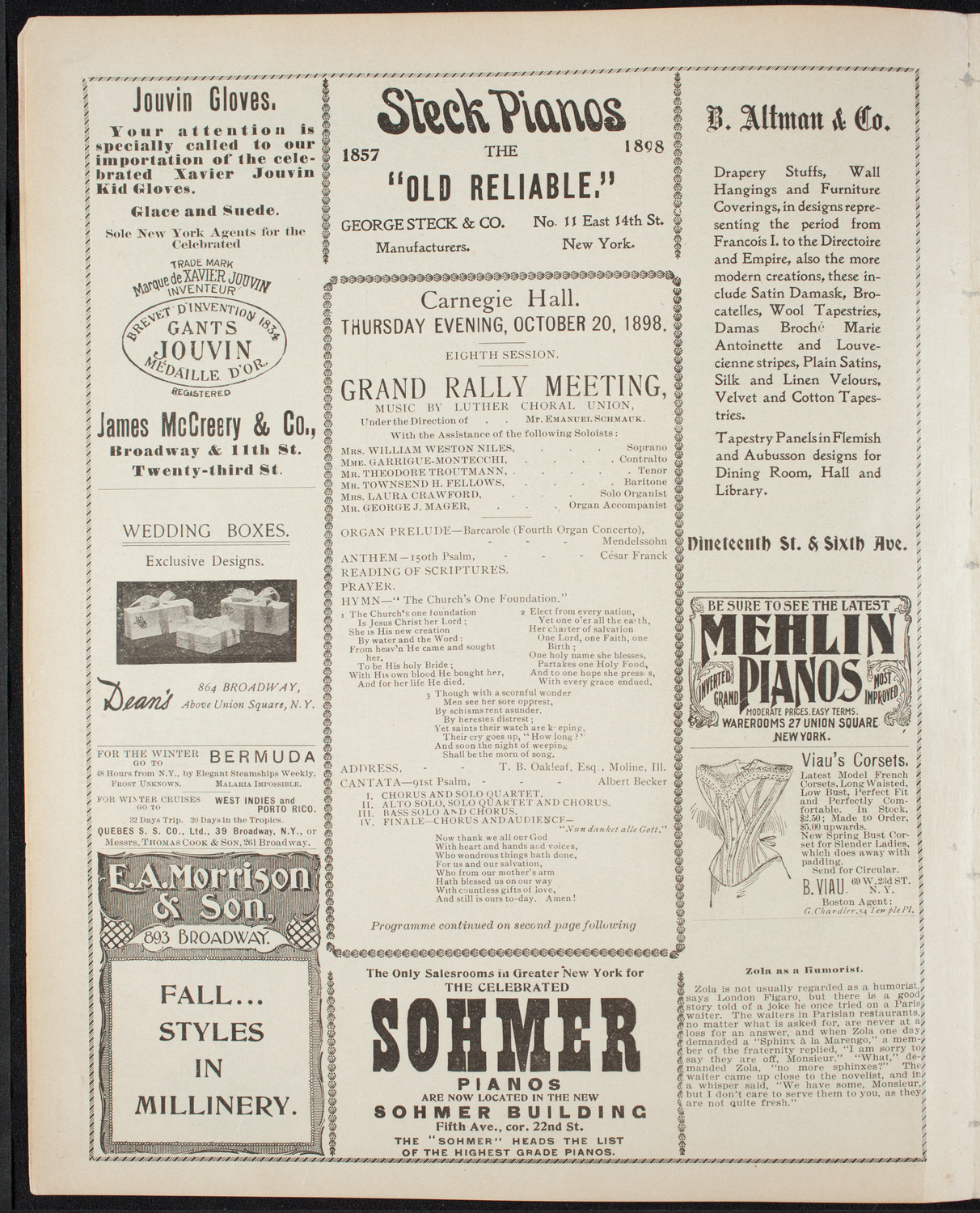 Luther League of America National Convention Rally, October 20, 1898, program page 4